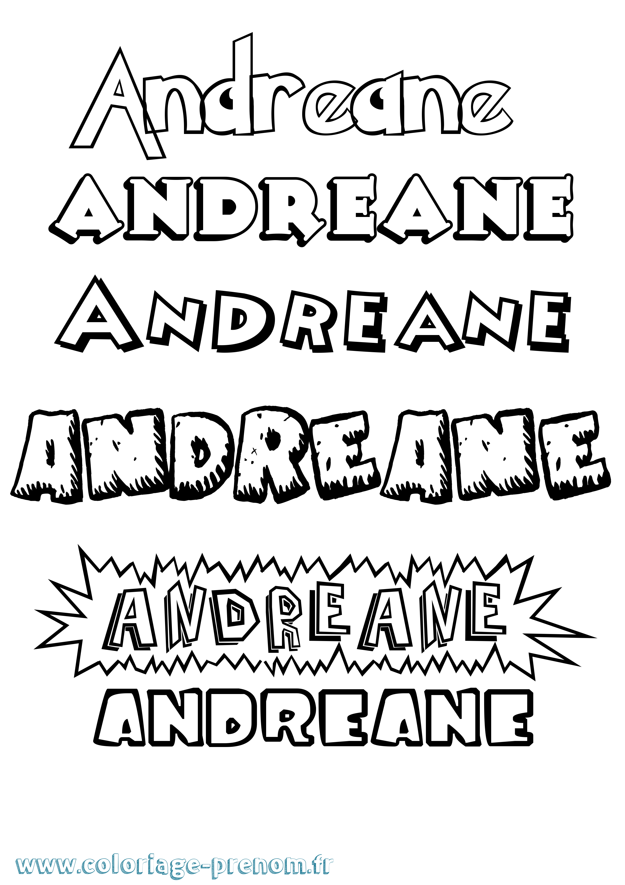 Coloriage prénom Andreane Dessin Animé