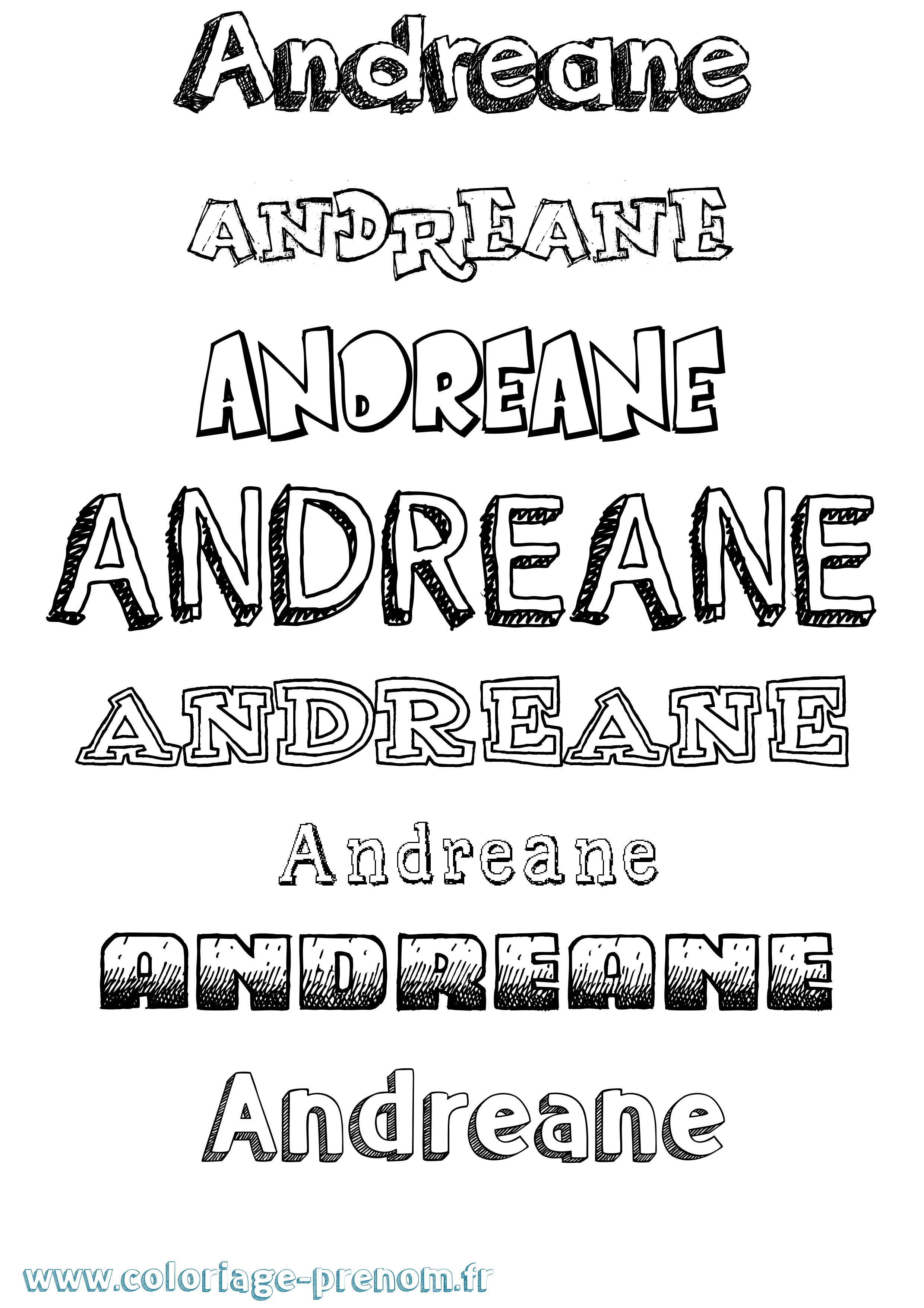 Coloriage prénom Andreane Dessiné