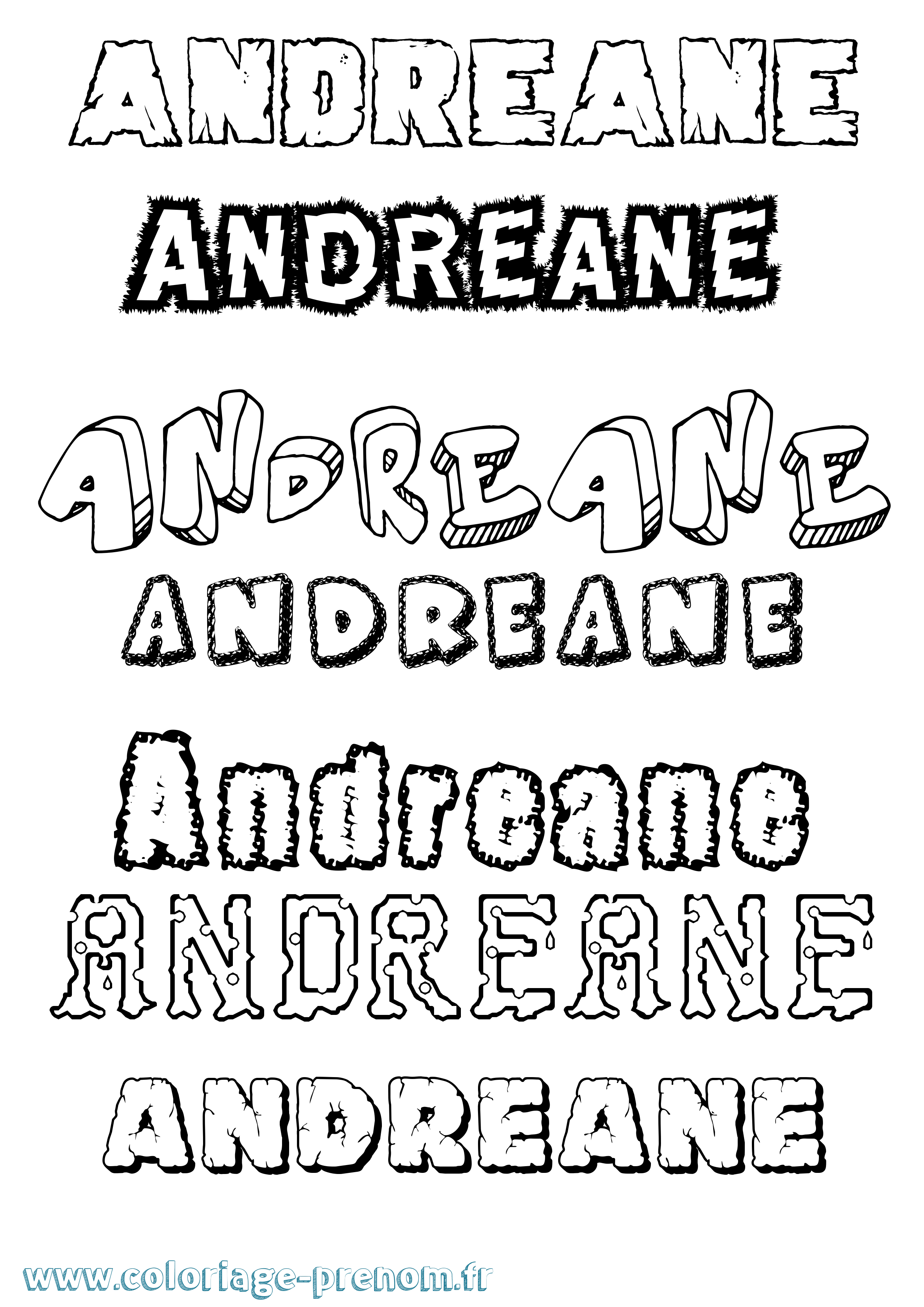Coloriage prénom Andreane Destructuré
