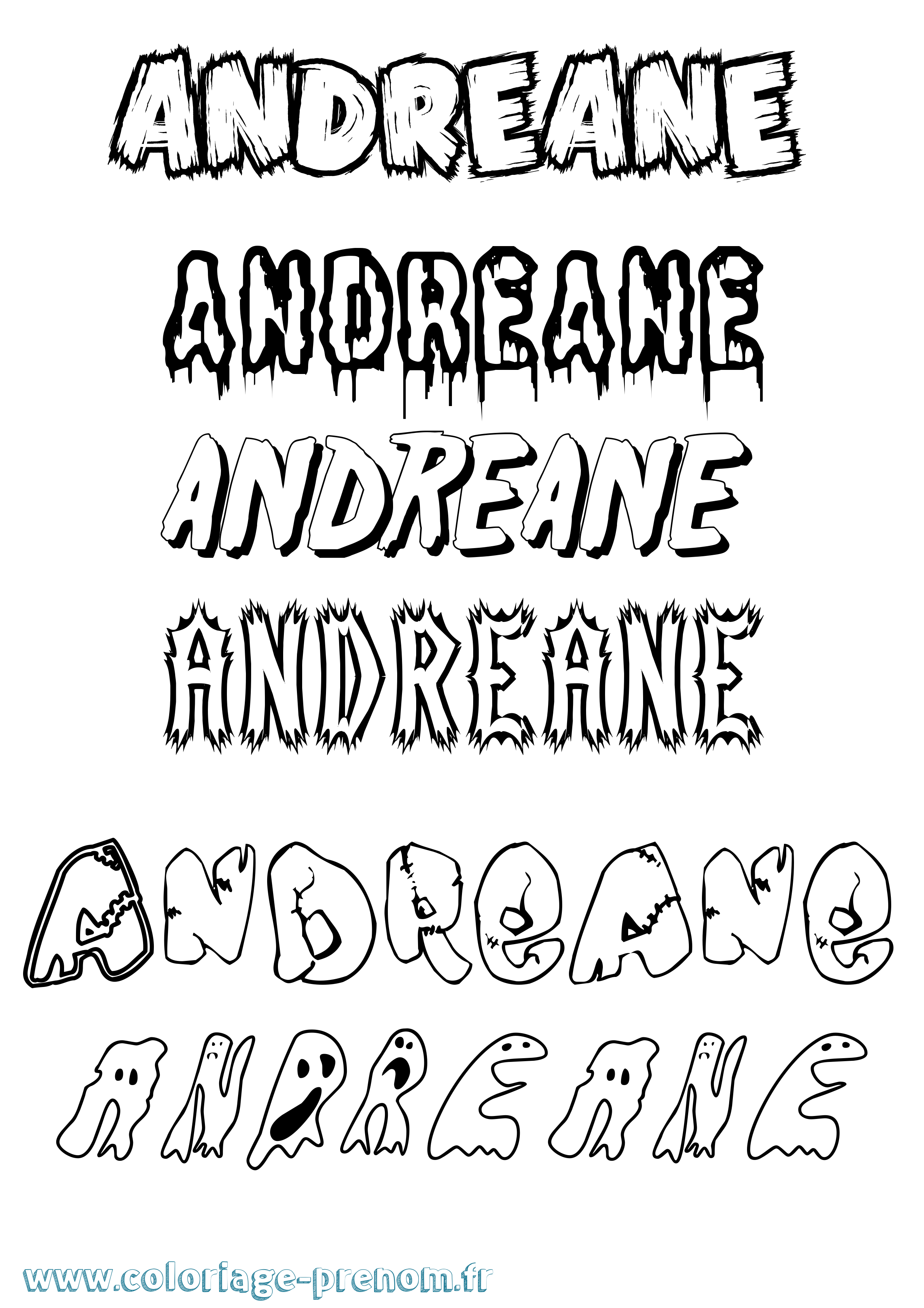 Coloriage prénom Andreane Frisson