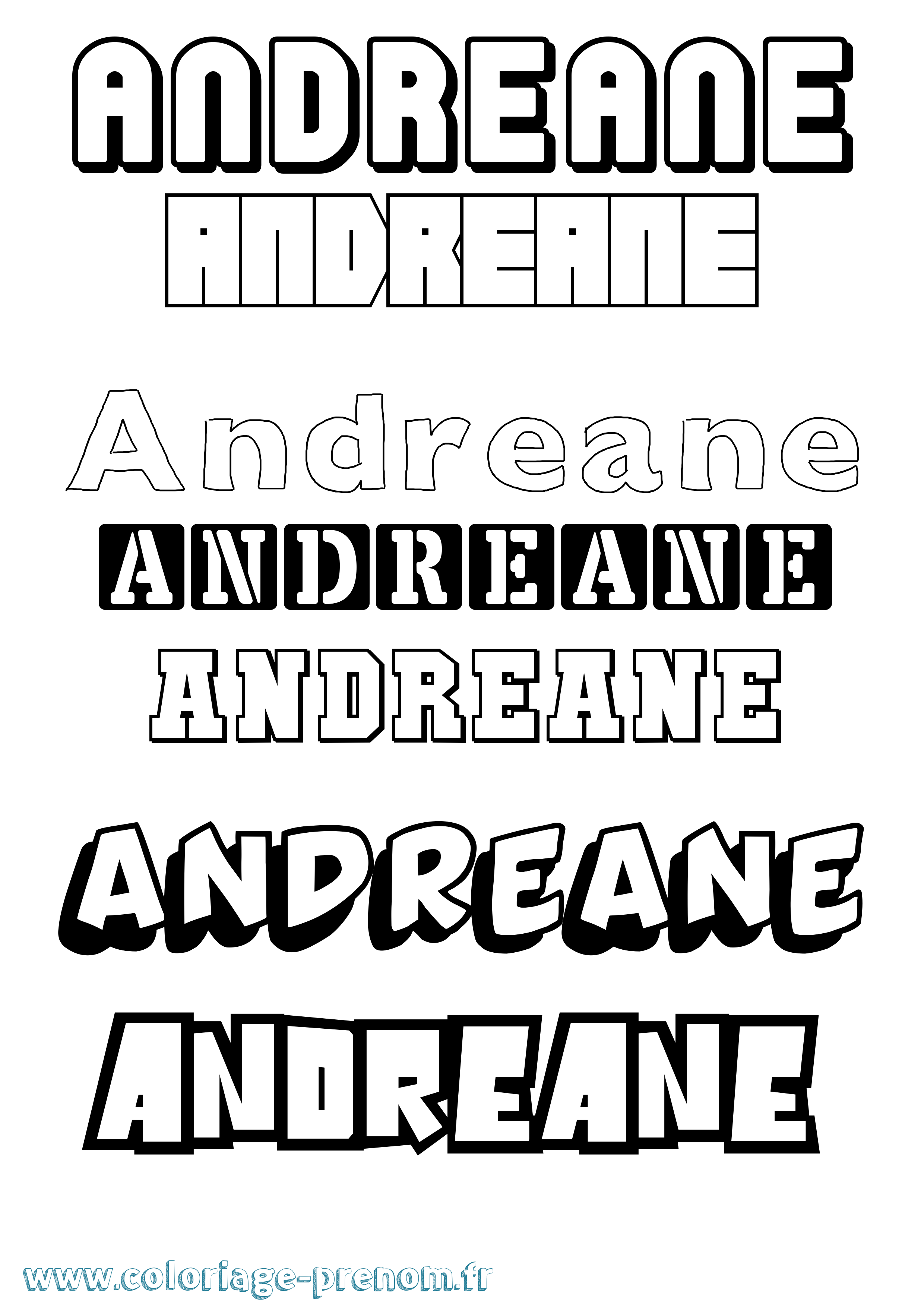 Coloriage prénom Andreane Simple