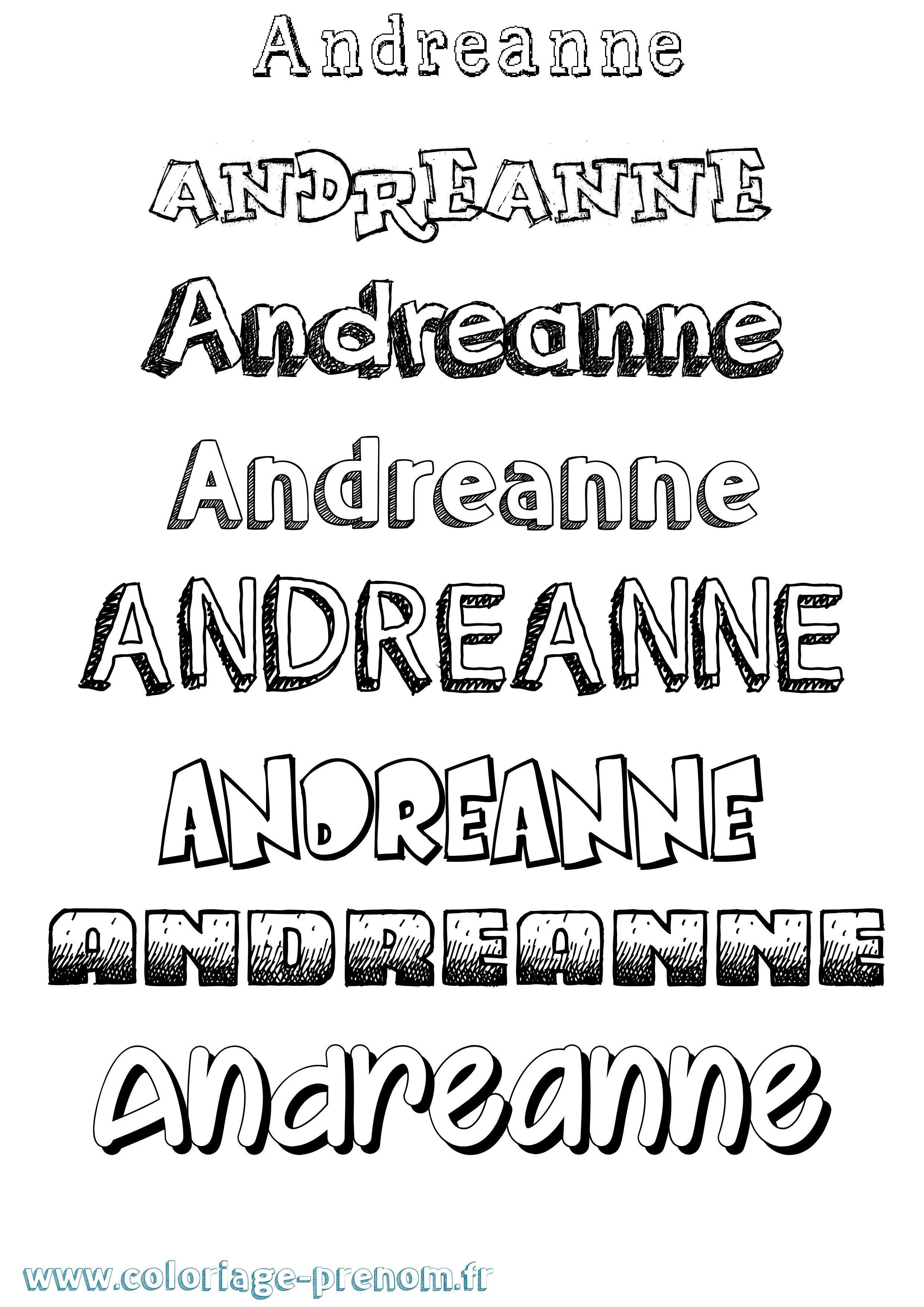 Coloriage prénom Andreanne Dessiné