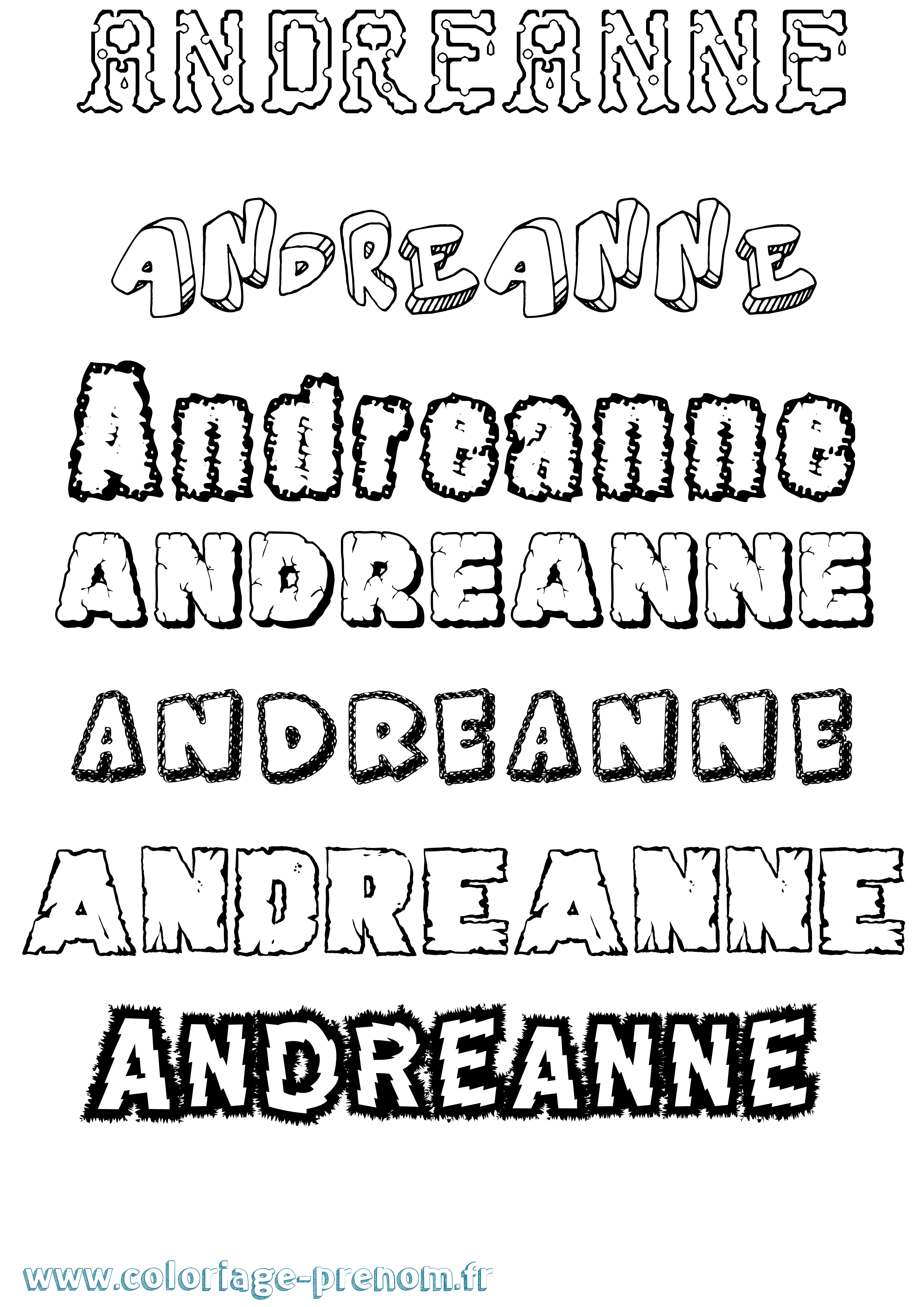 Coloriage prénom Andreanne Destructuré