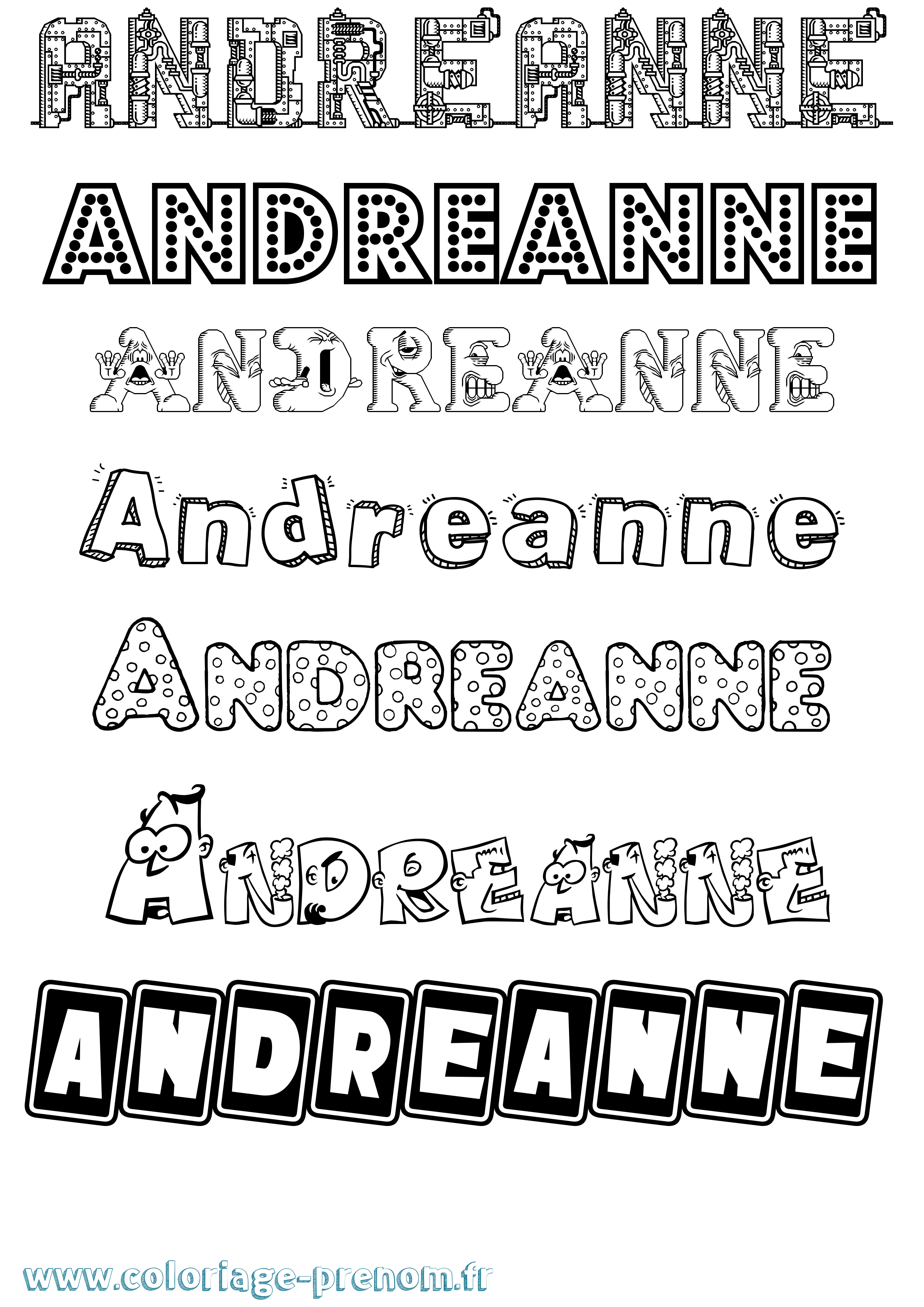 Coloriage prénom Andreanne Fun