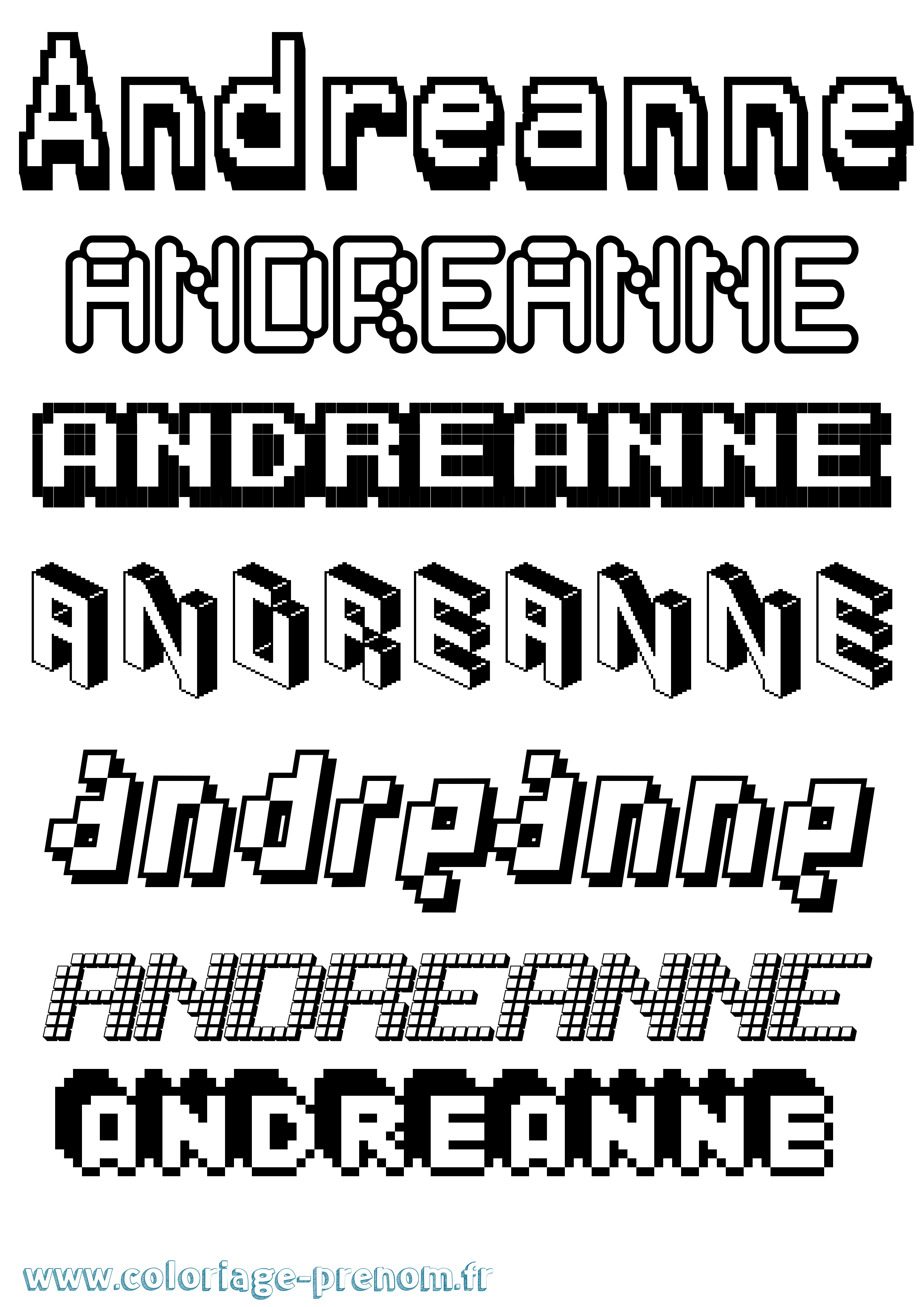 Coloriage prénom Andreanne Pixel