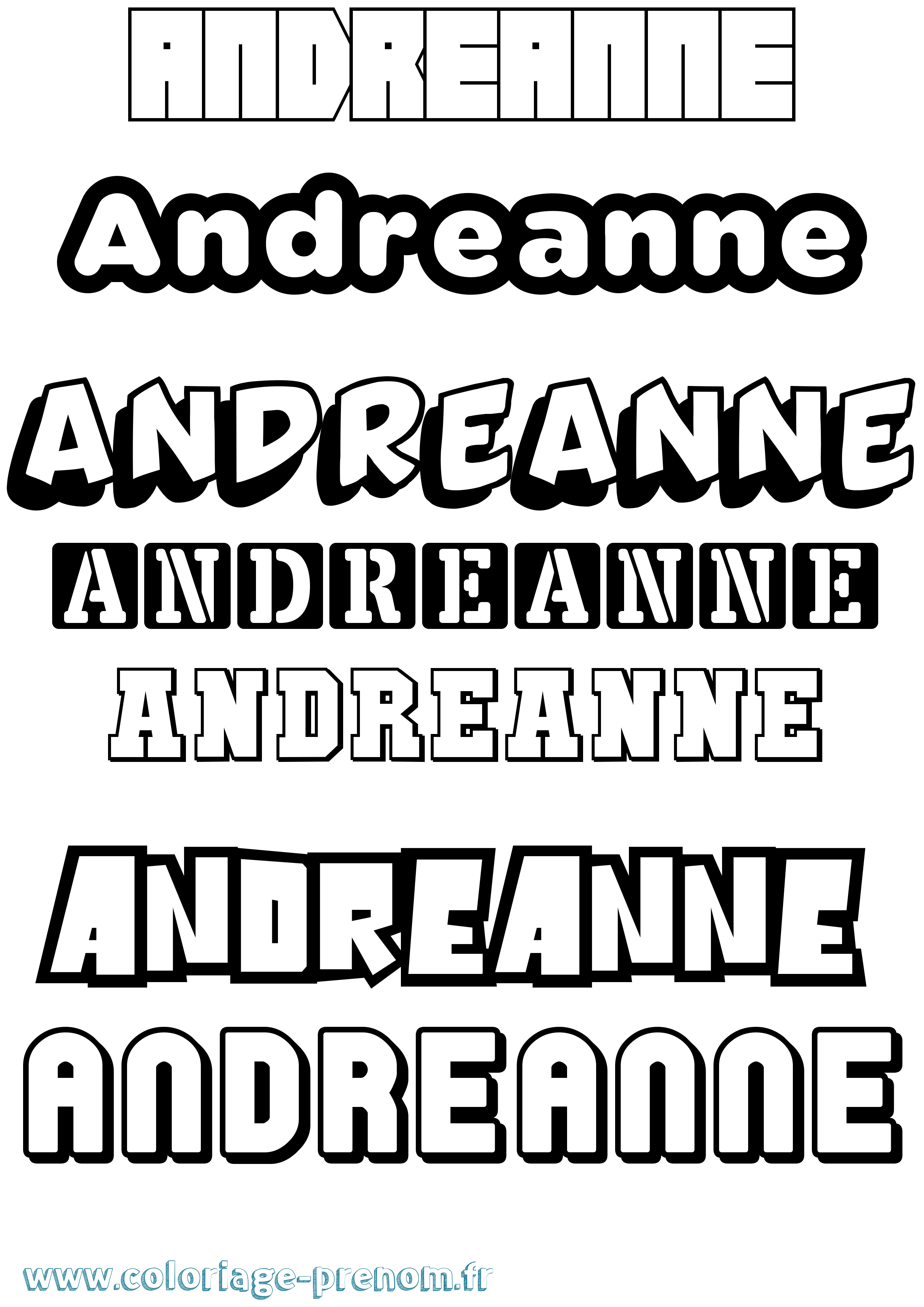 Coloriage prénom Andreanne Simple