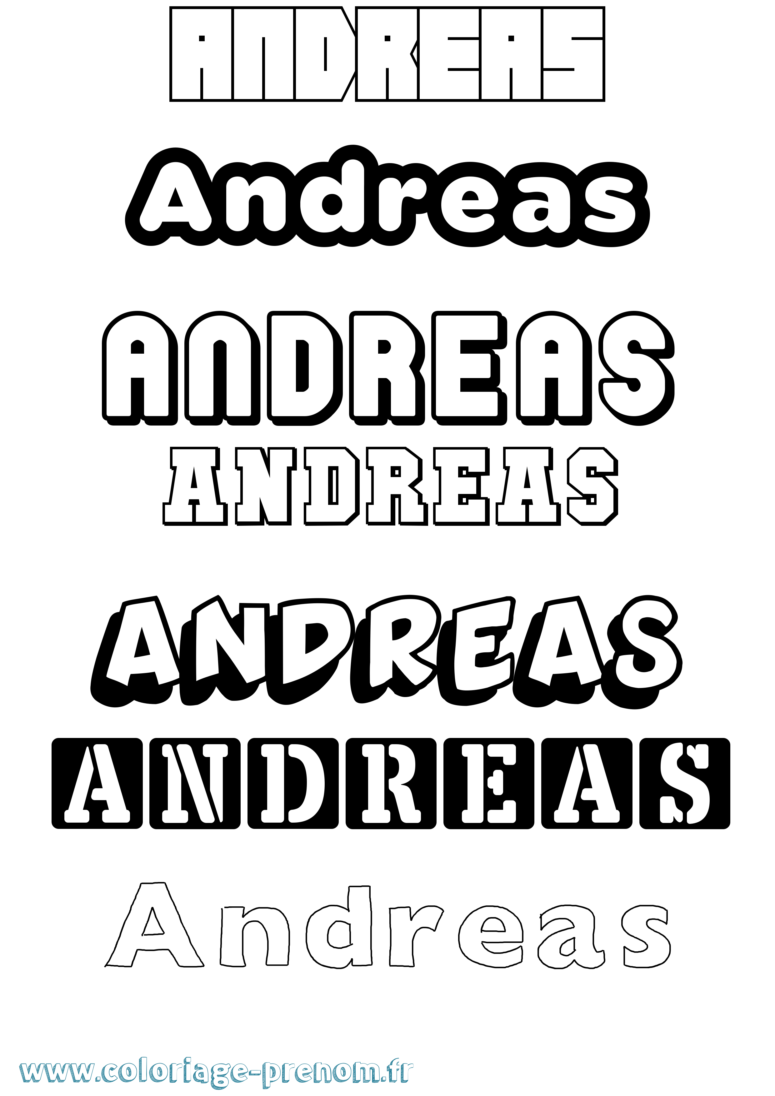 Coloriage prénom Andreas Simple