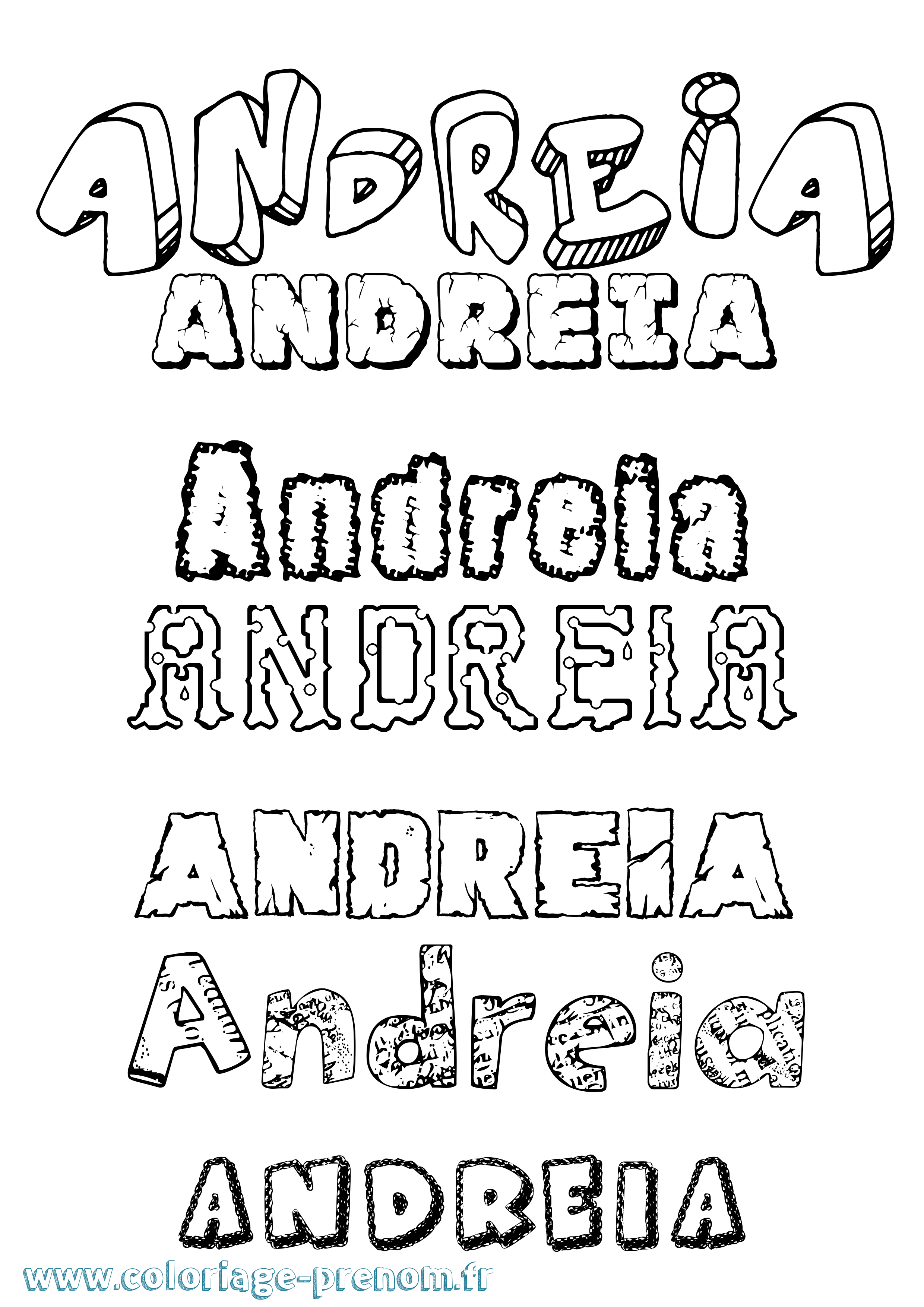 Coloriage prénom Andreia Destructuré