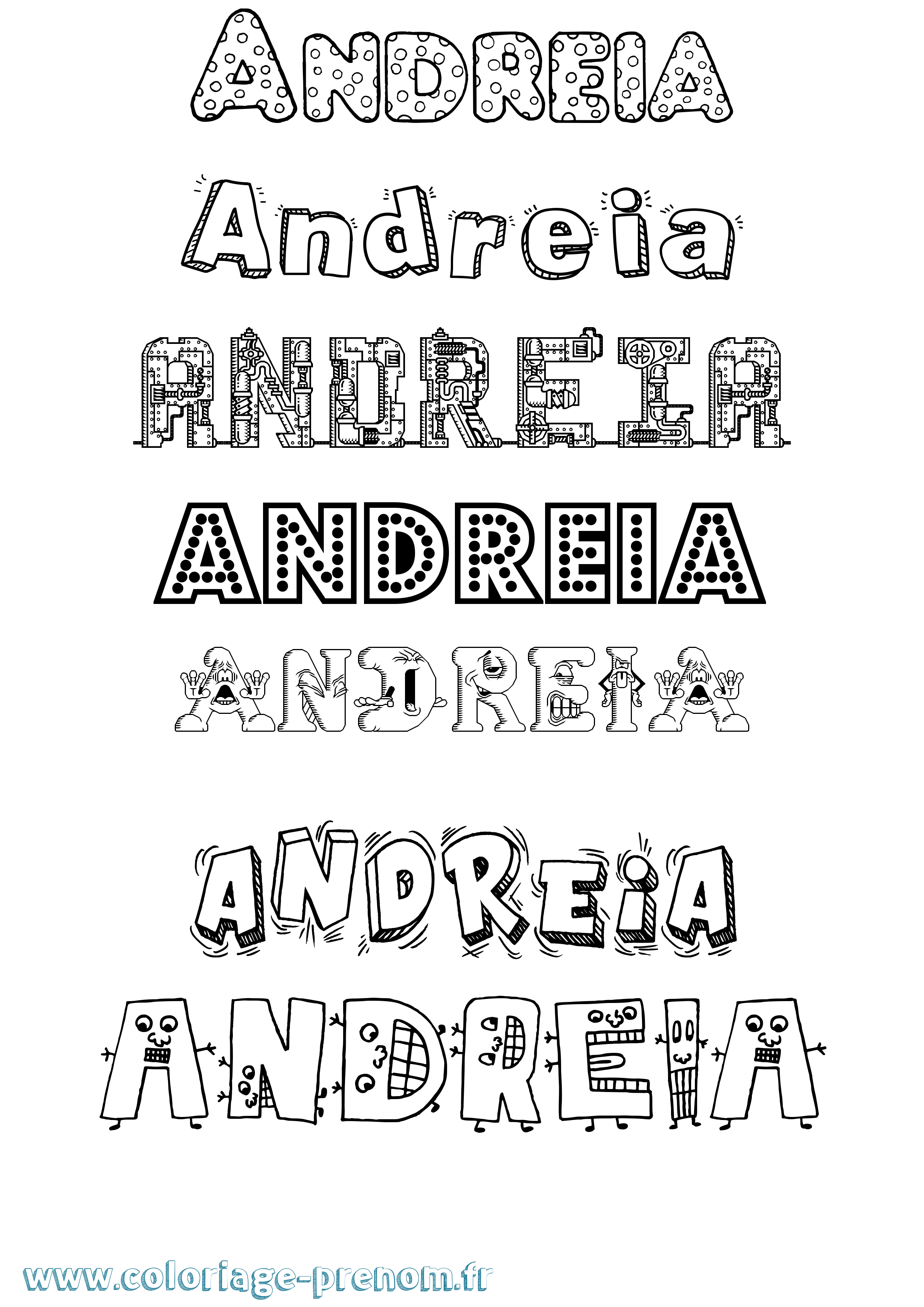 Coloriage prénom Andreia Fun