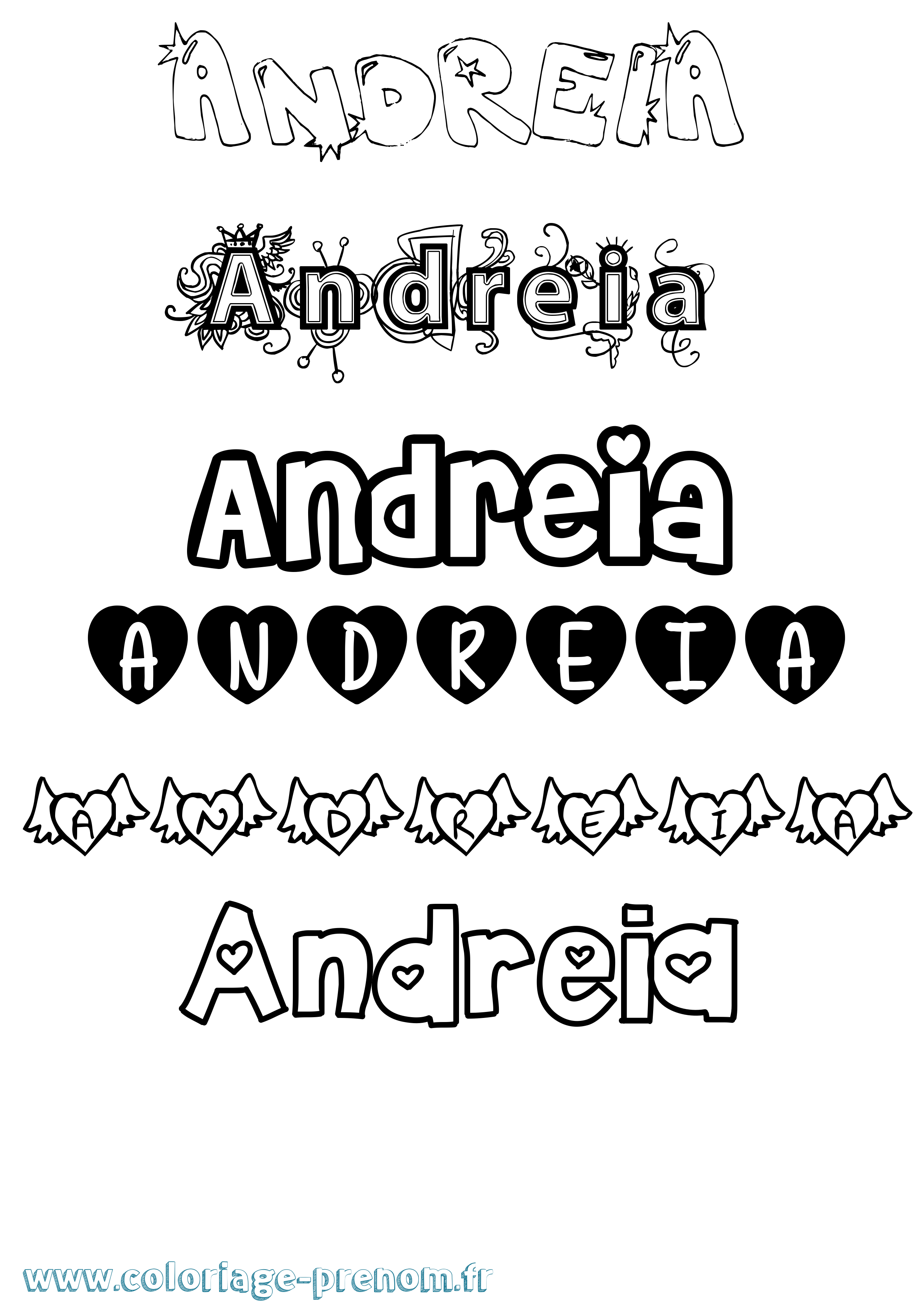 Coloriage prénom Andreia Girly