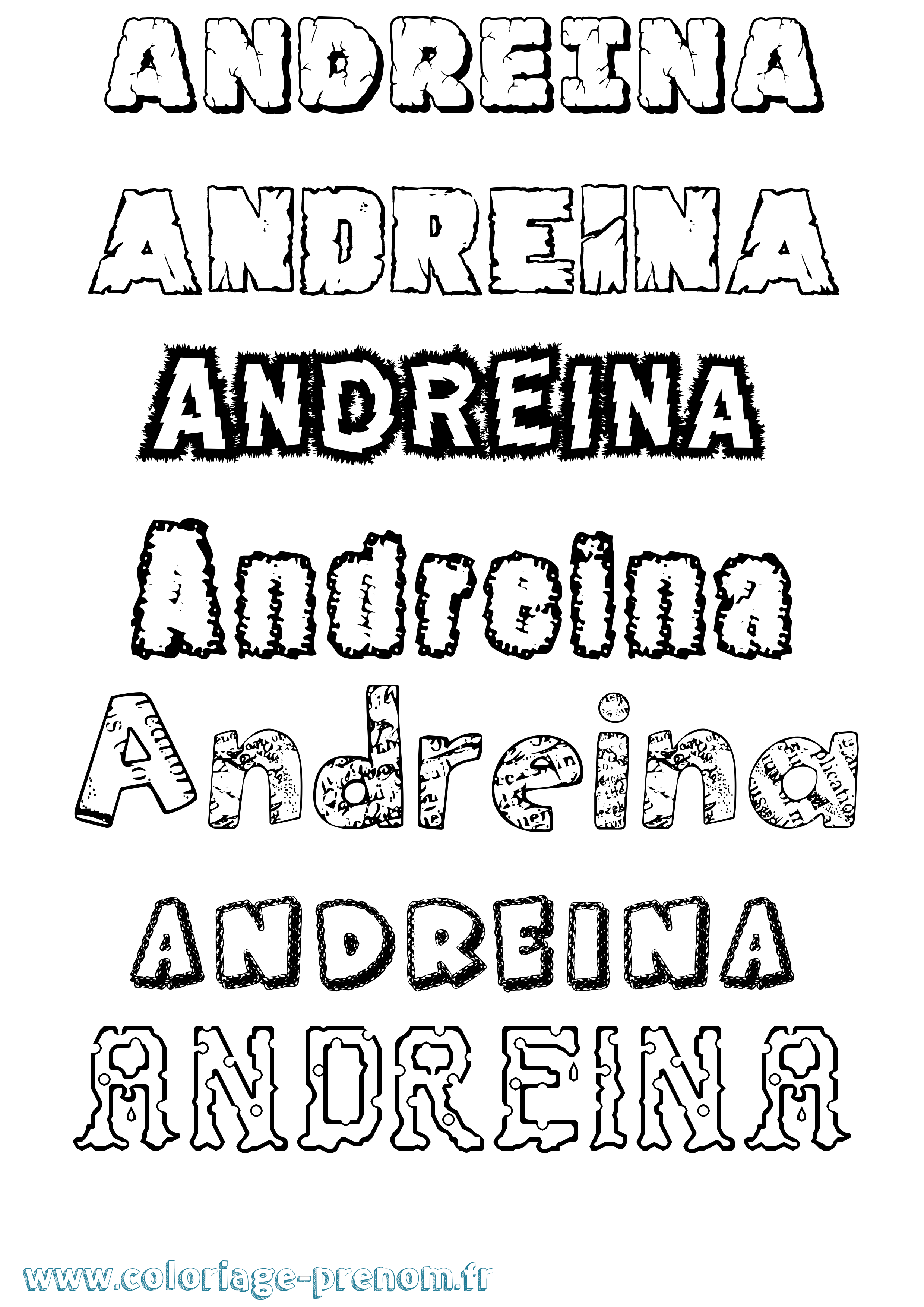 Coloriage prénom Andreina Destructuré