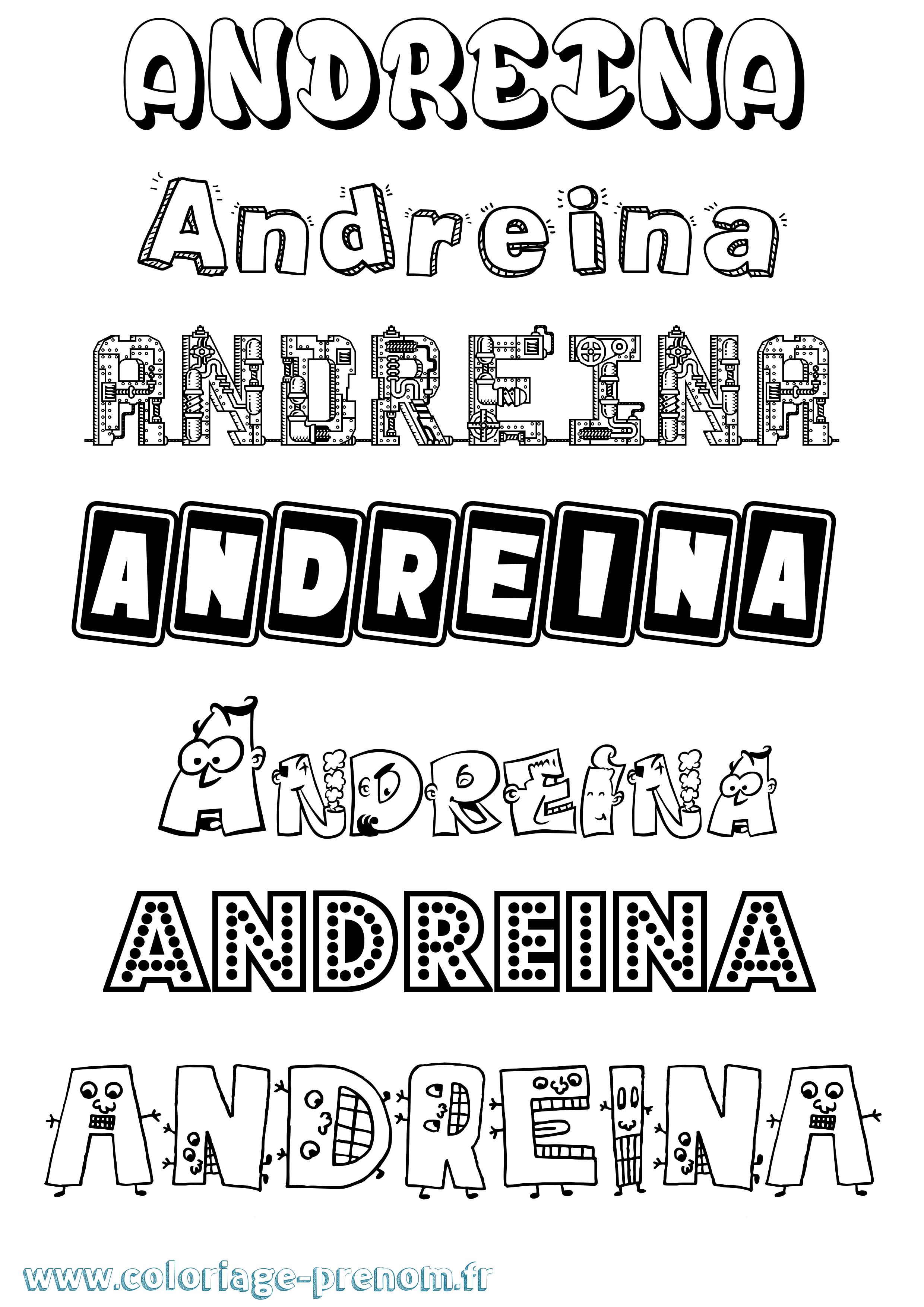 Coloriage prénom Andreina Fun