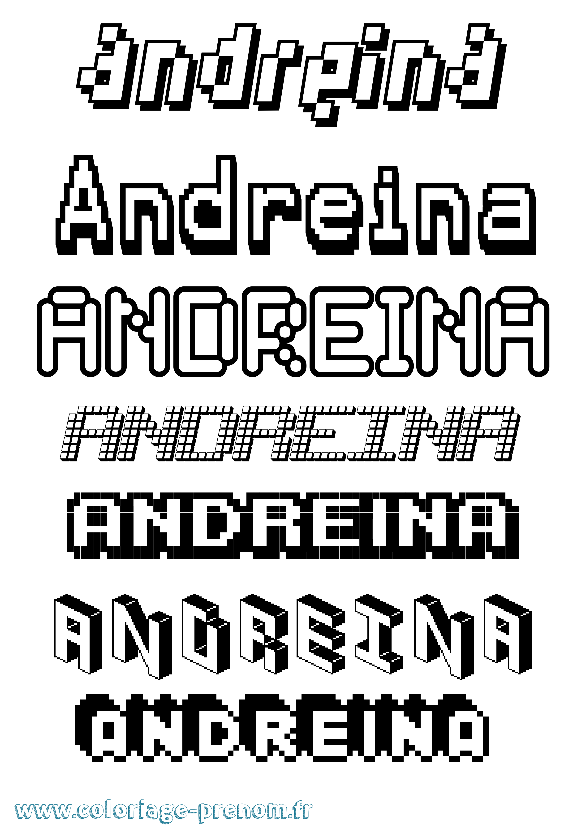 Coloriage prénom Andreina Pixel