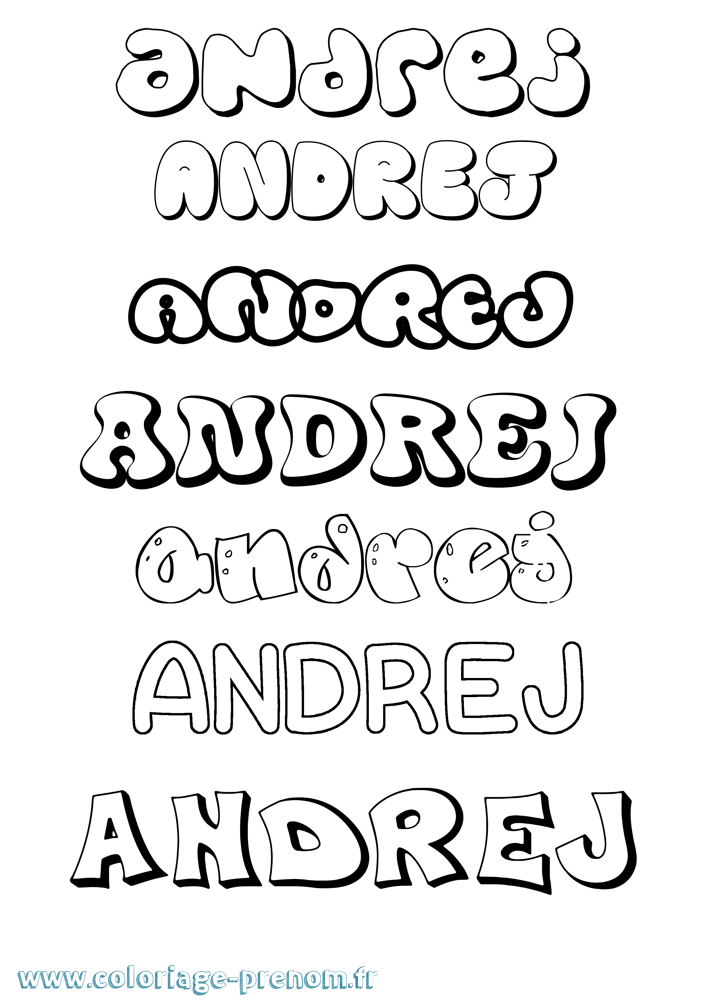 Coloriage prénom Andrej Bubble