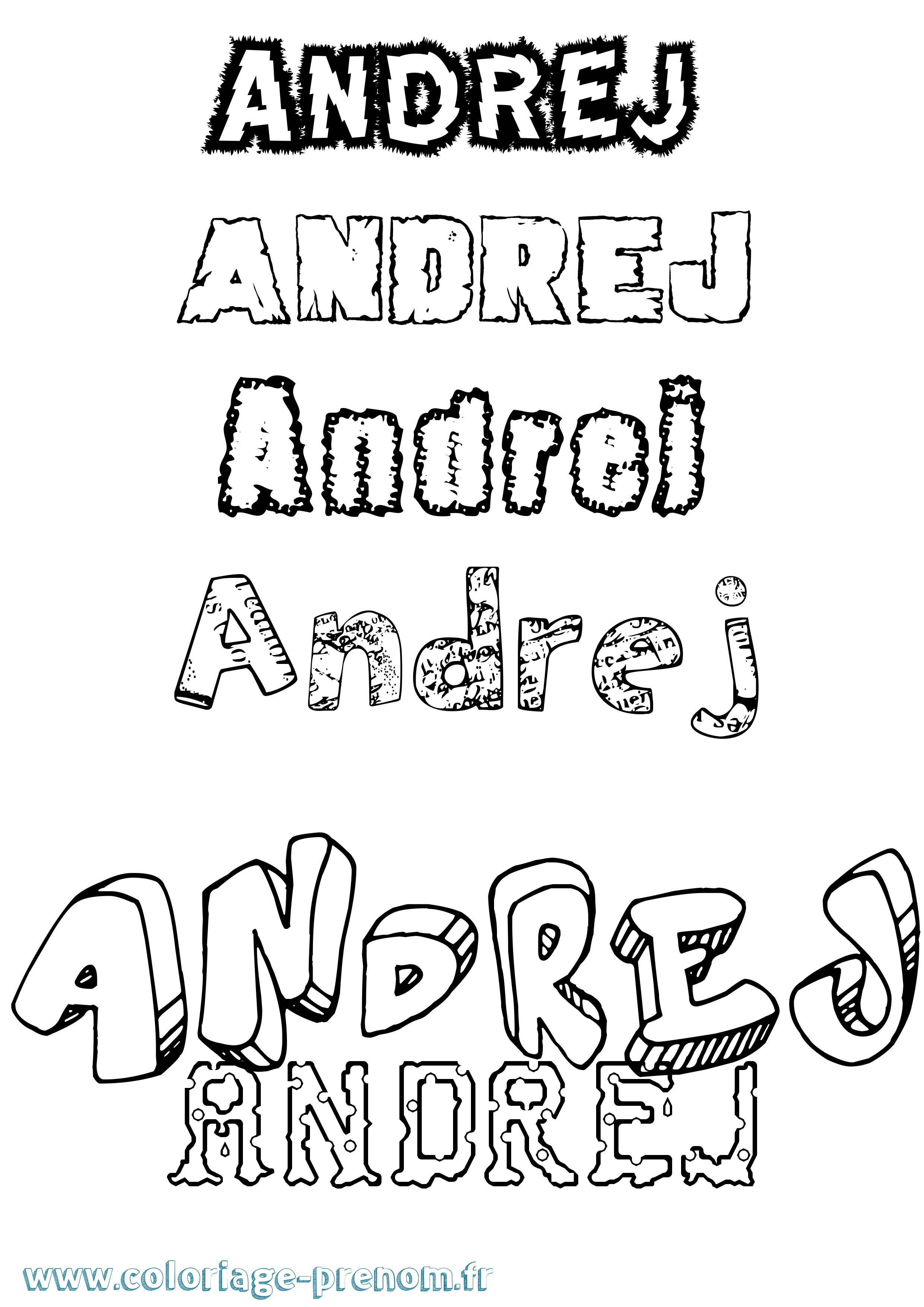 Coloriage prénom Andrej Destructuré
