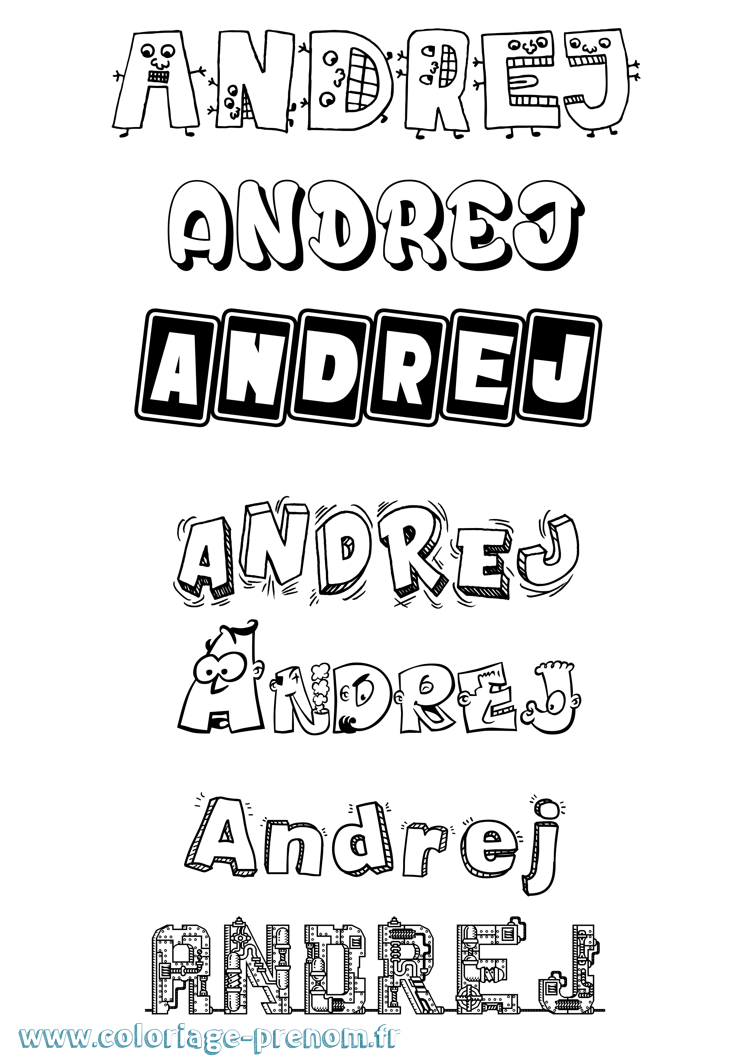 Coloriage prénom Andrej Fun