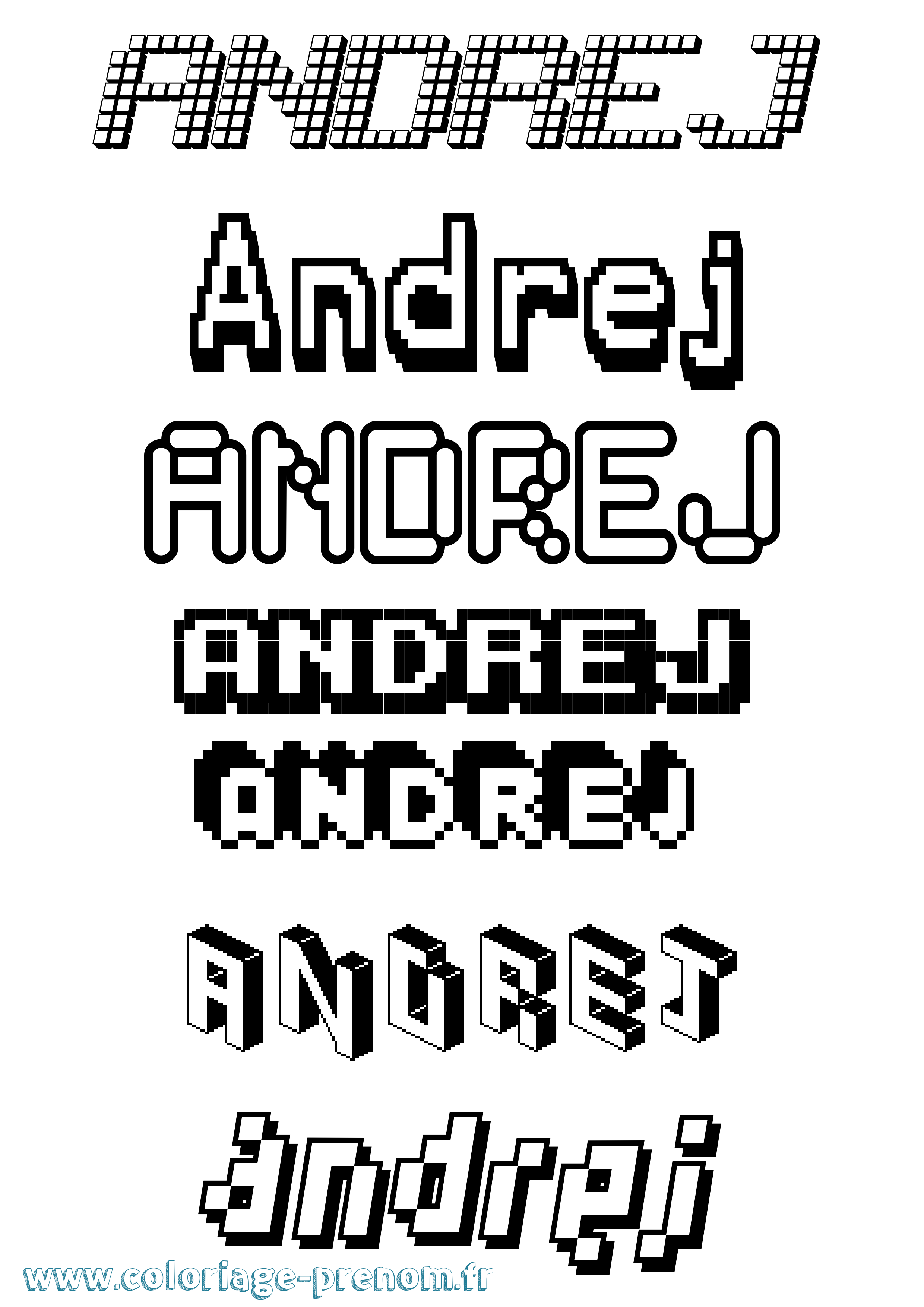 Coloriage prénom Andrej Pixel