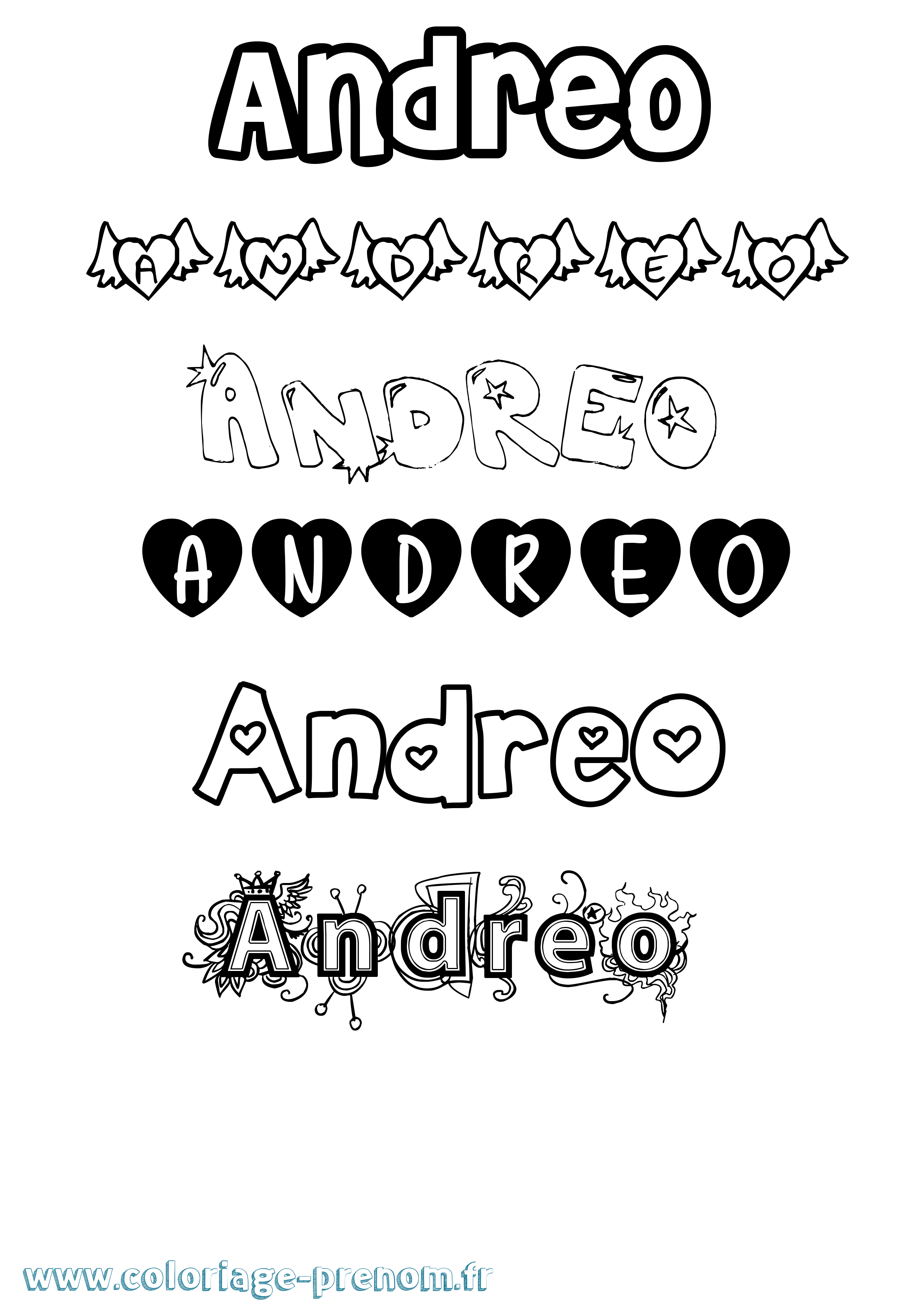 Coloriage prénom Andreo Girly
