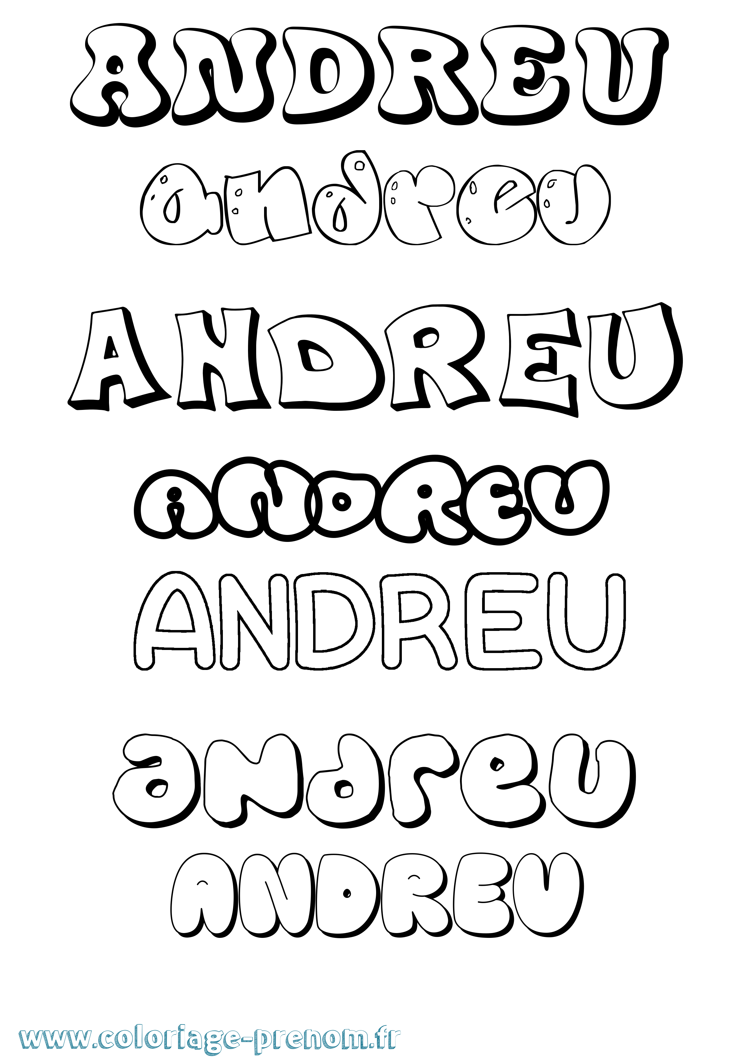 Coloriage prénom Andreu Bubble