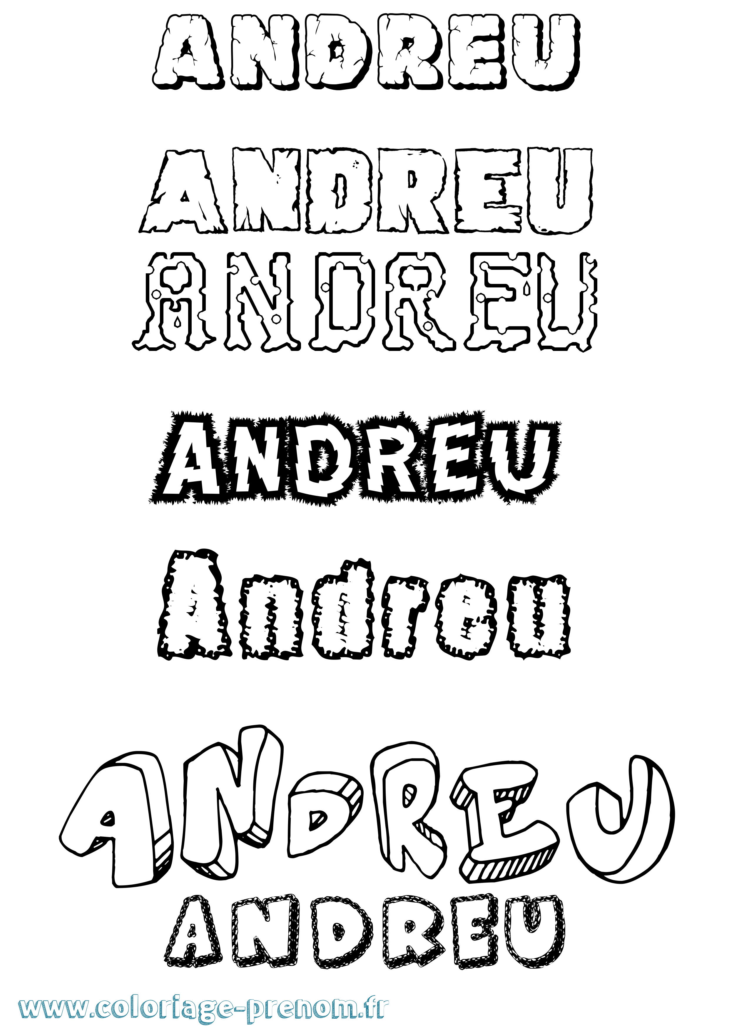 Coloriage prénom Andreu Destructuré