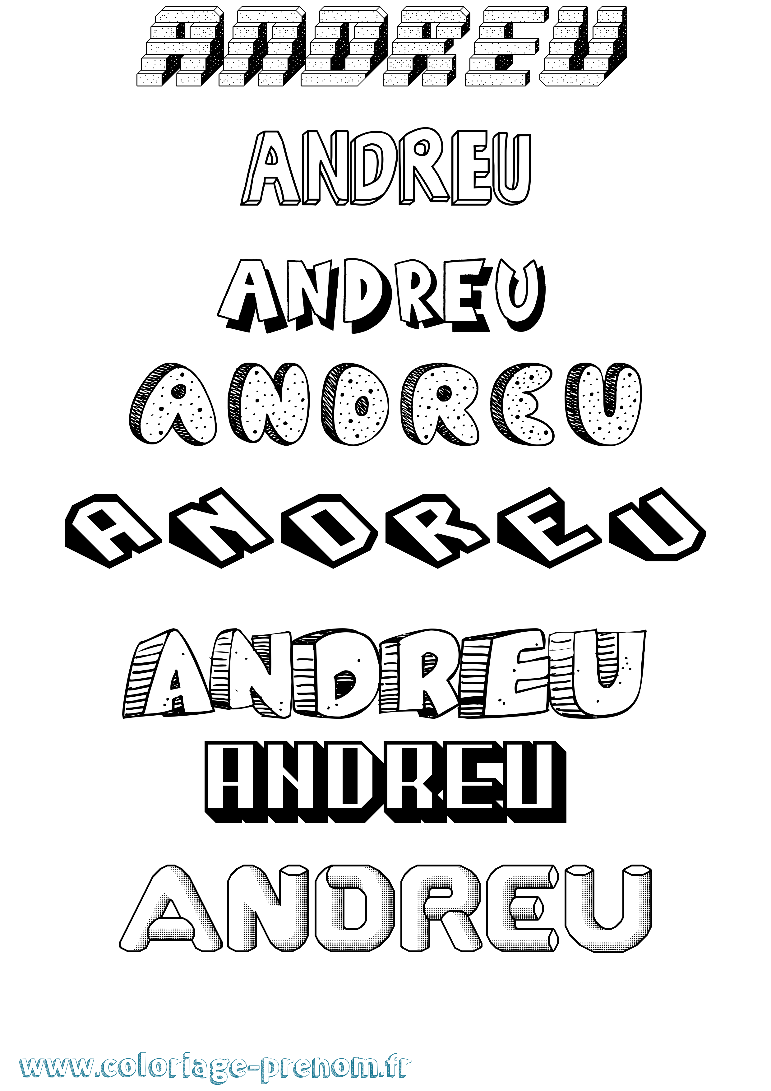 Coloriage prénom Andreu Effet 3D