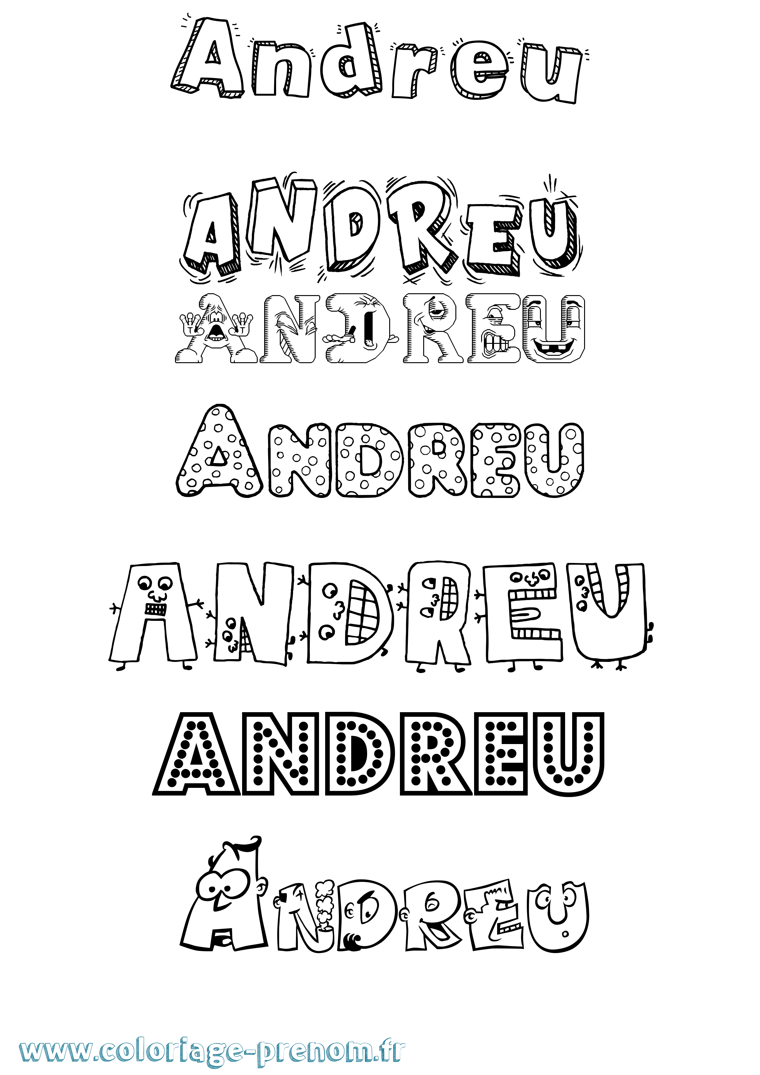 Coloriage prénom Andreu Fun