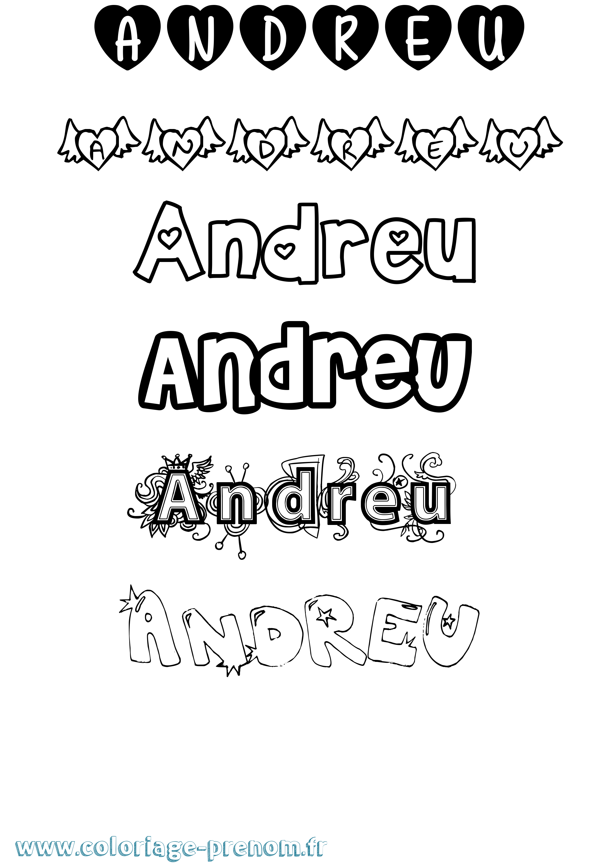 Coloriage prénom Andreu Girly