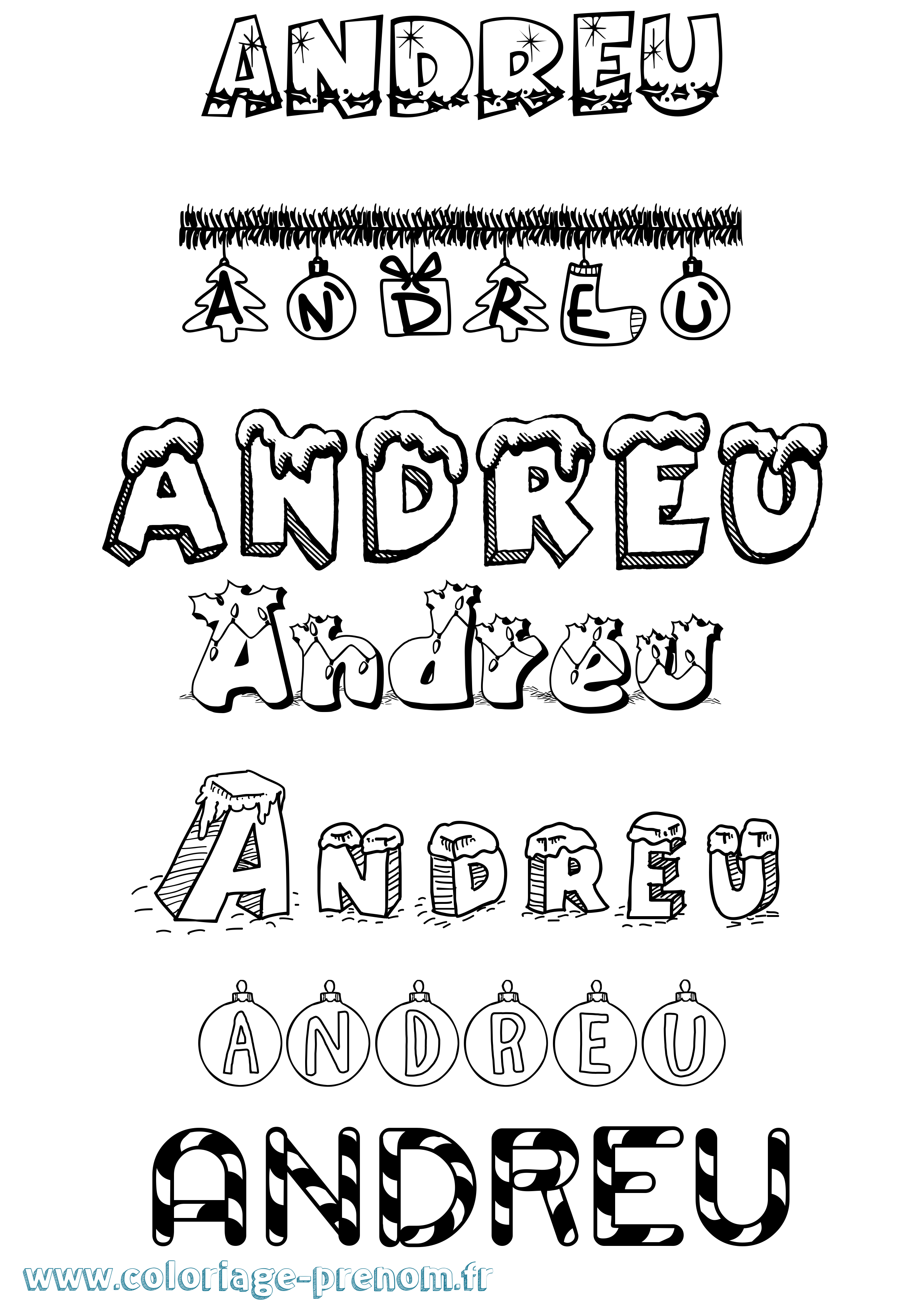 Coloriage prénom Andreu Noël