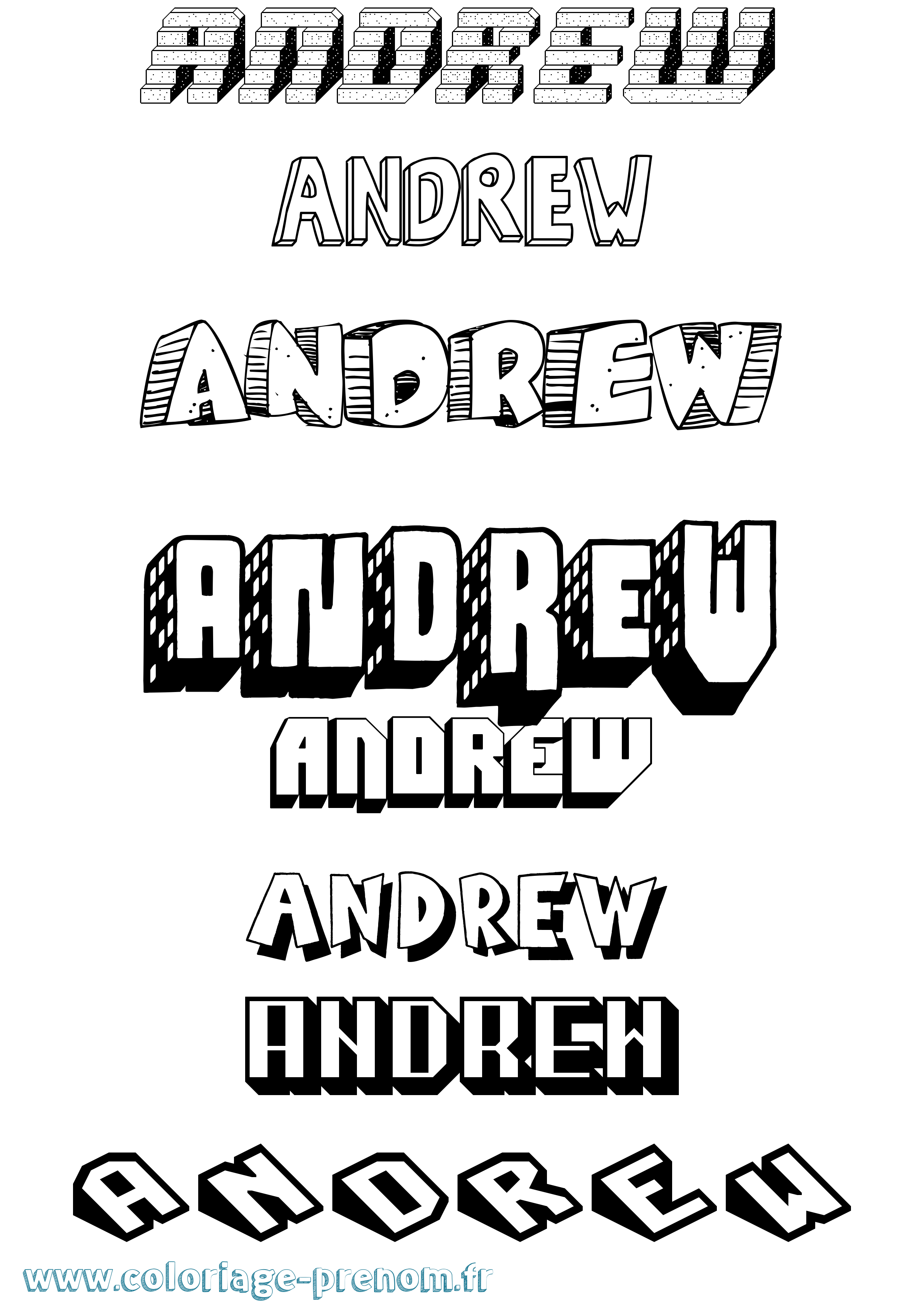 Coloriage prénom Andrew Effet 3D