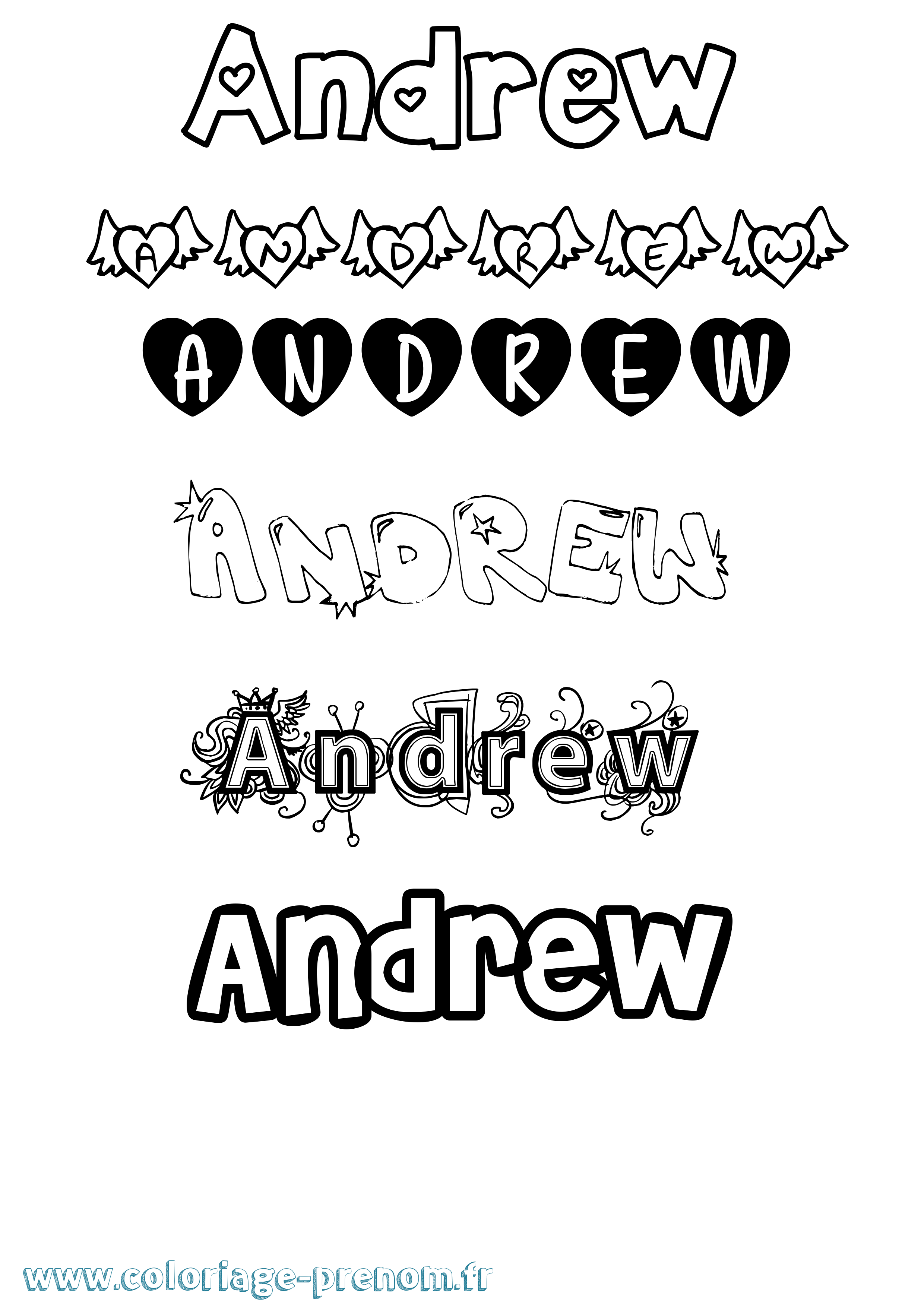 Coloriage prénom Andrew Girly