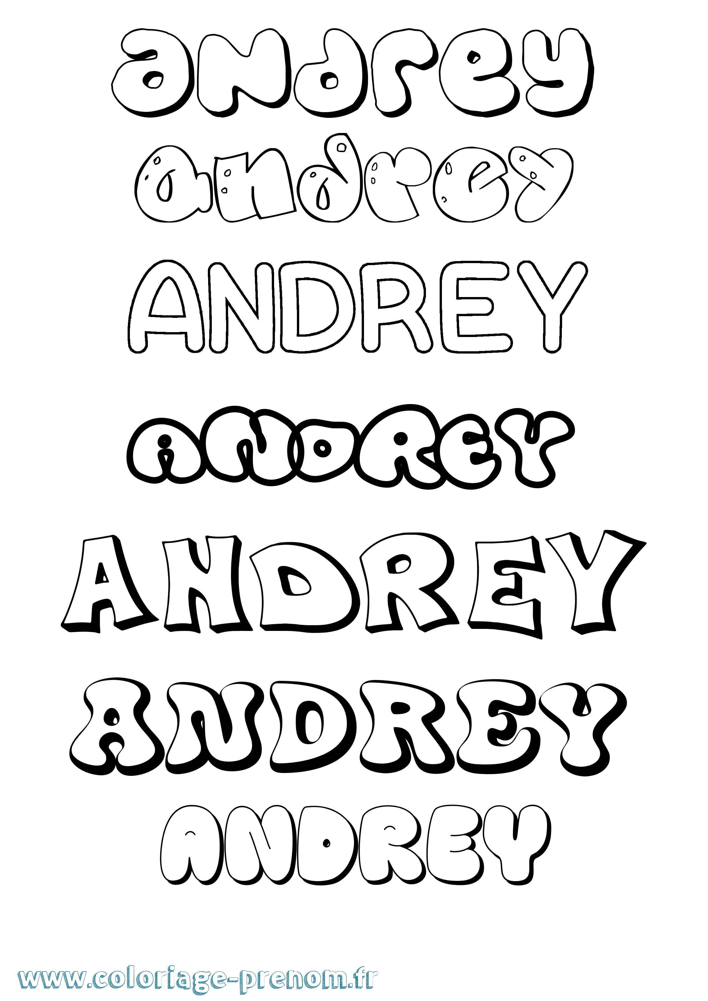 Coloriage Andrey Bubble Coloriage prénom Andrey Bubble