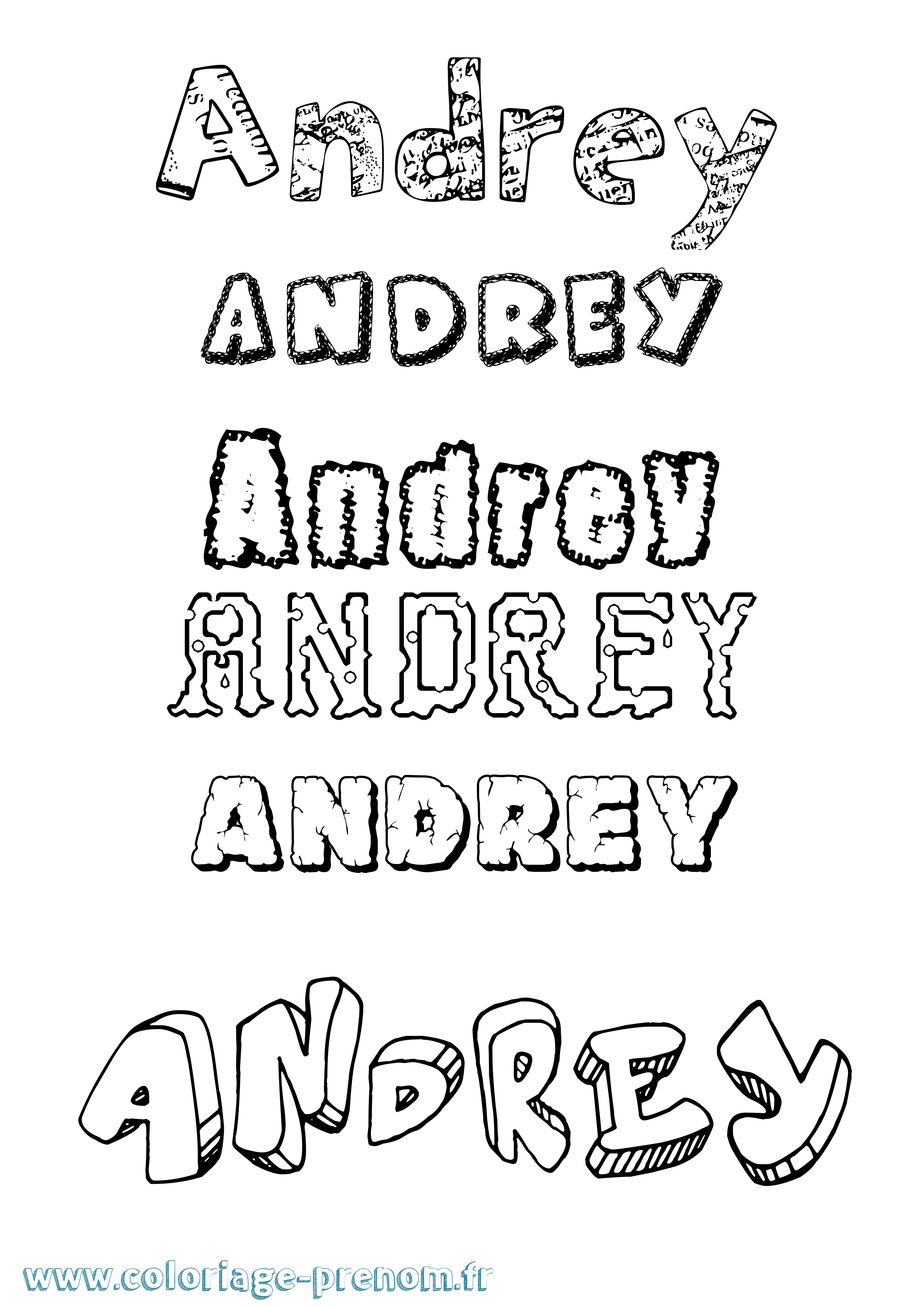 Coloriage prénom Andrey Destructuré