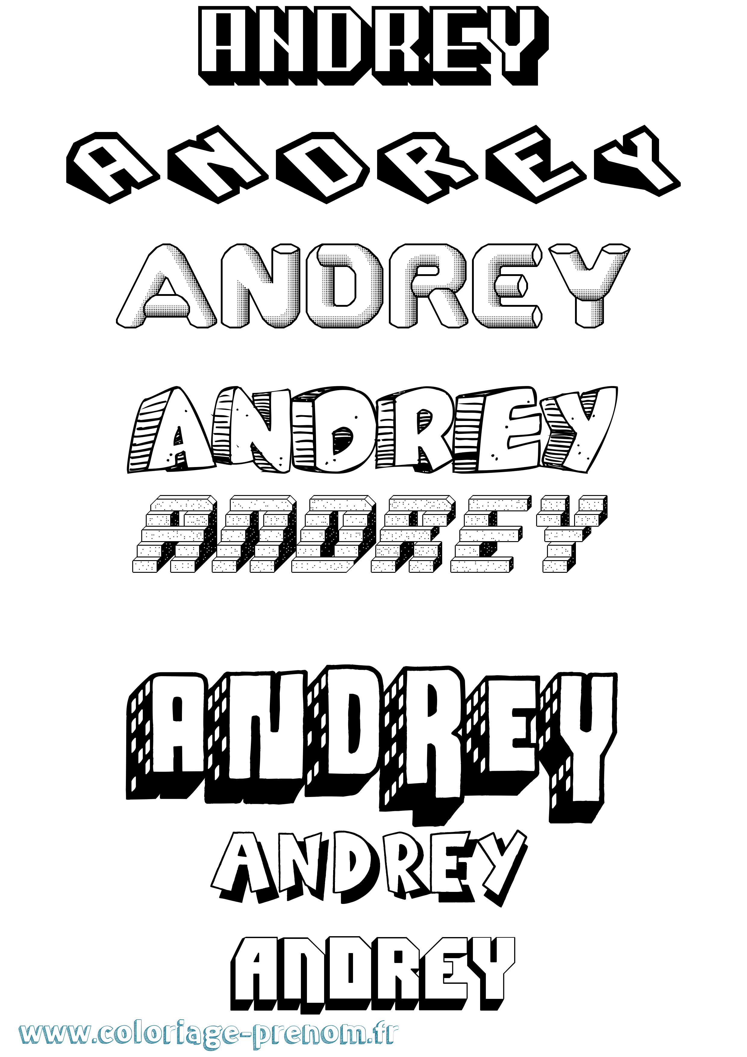 Coloriage Andrey Effet 3D Coloriage prénom Andrey Effet 3D