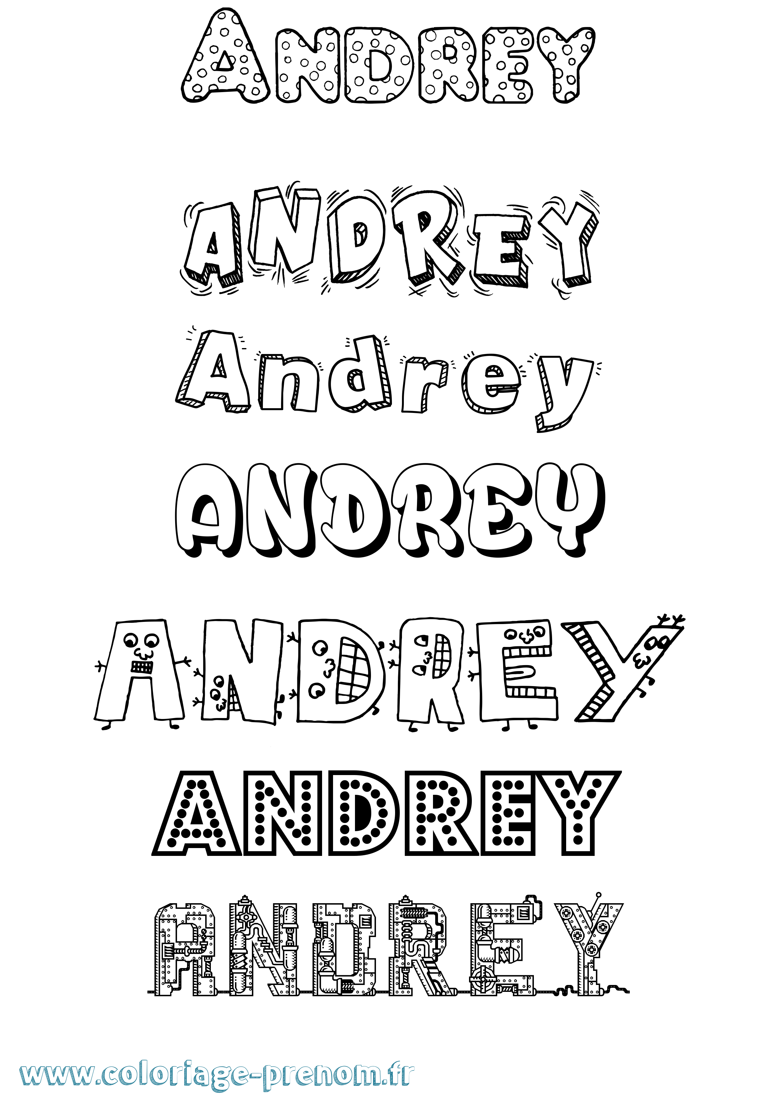 Coloriage prénom Andrey Fun