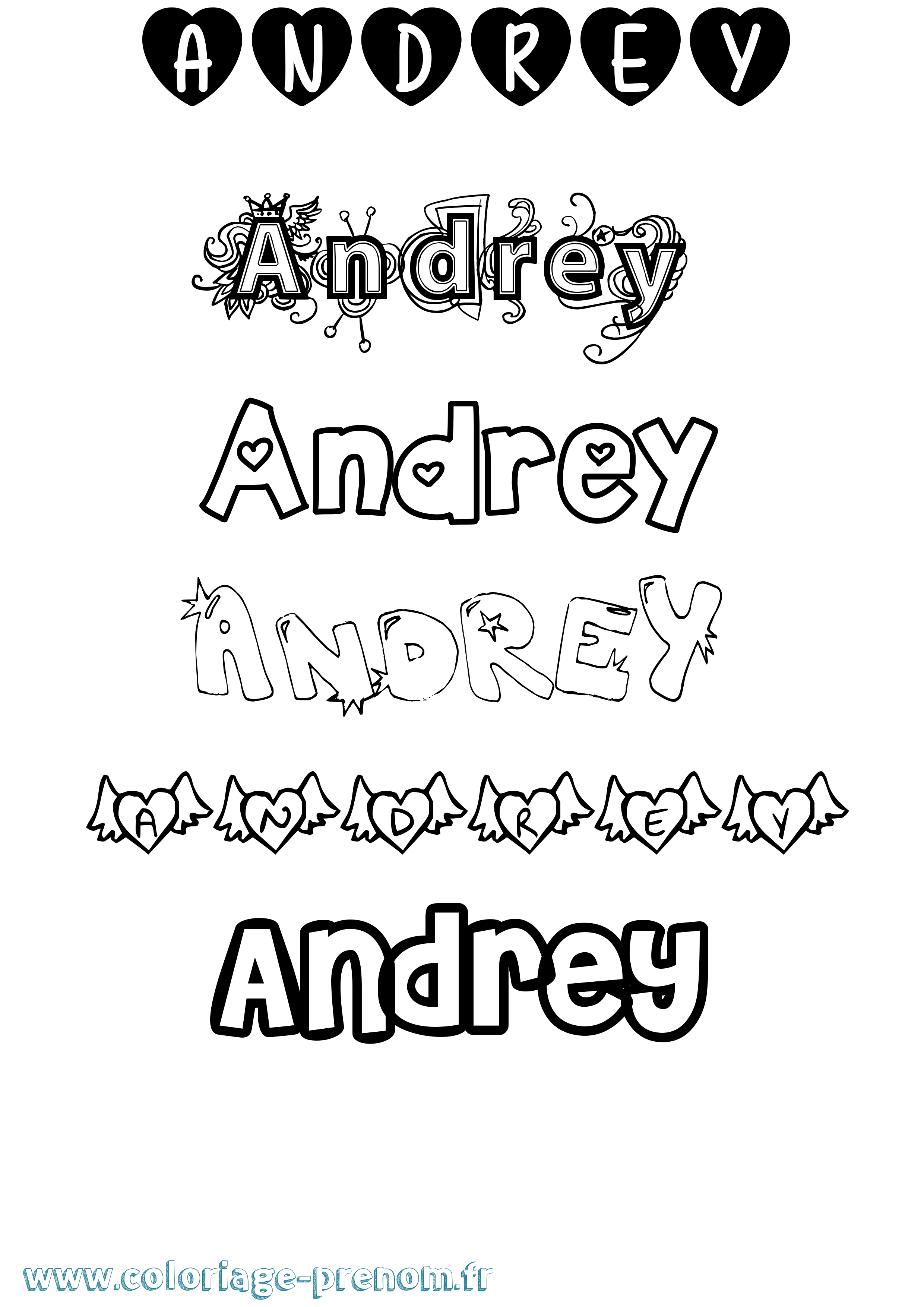 Coloriage prénom Andrey Girly