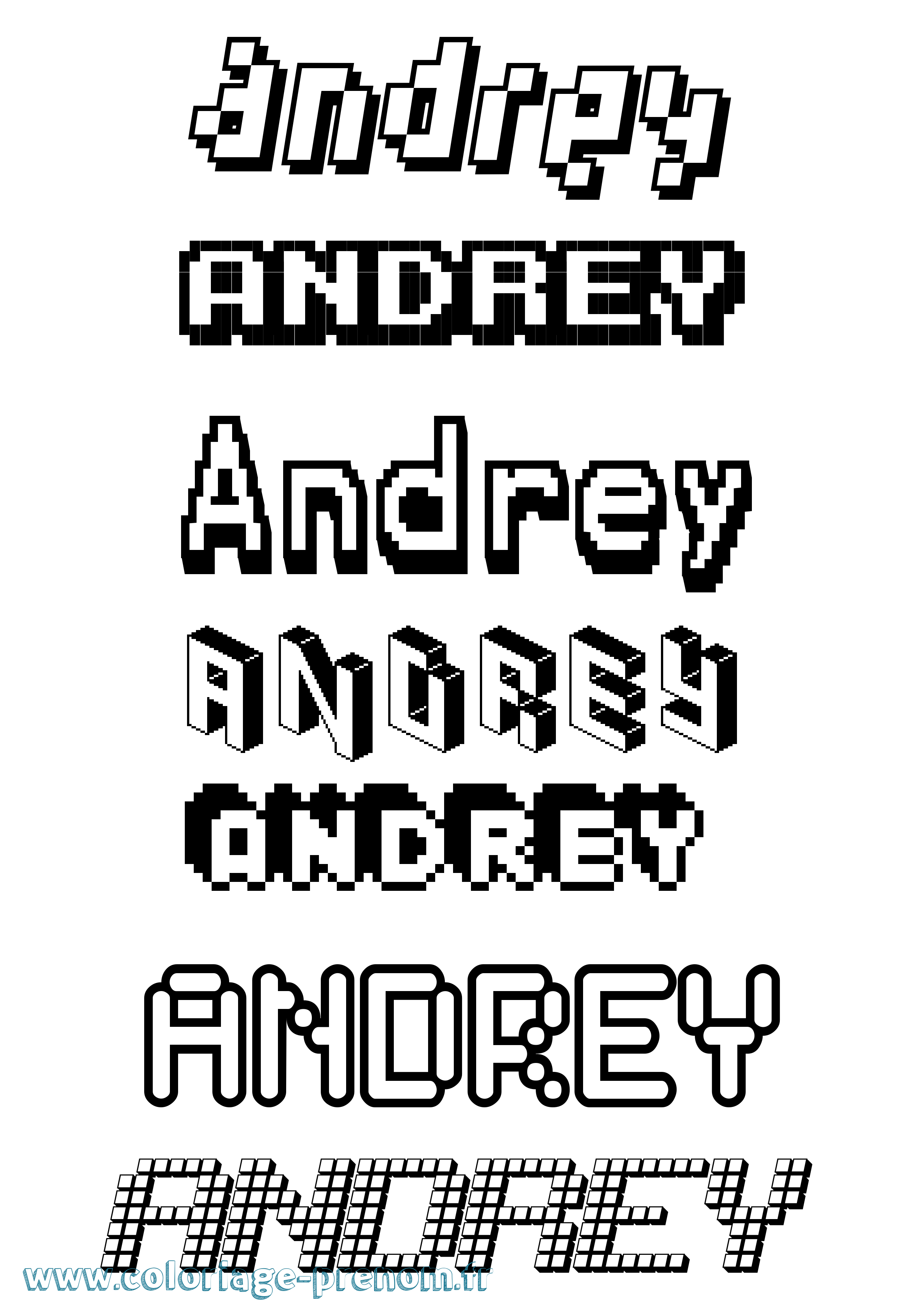 Coloriage prénom Andrey Pixel