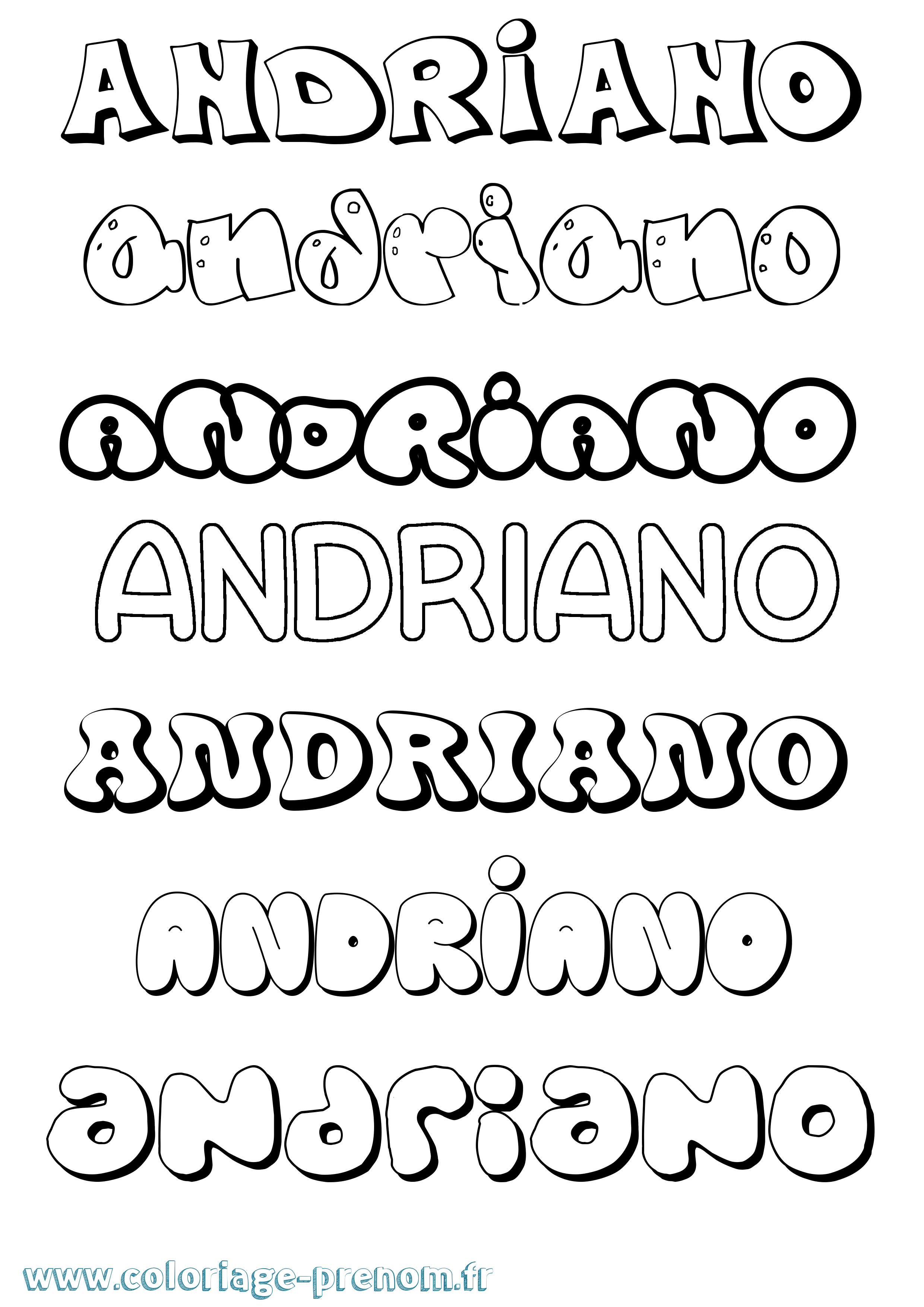 Coloriage prénom Andriano Bubble