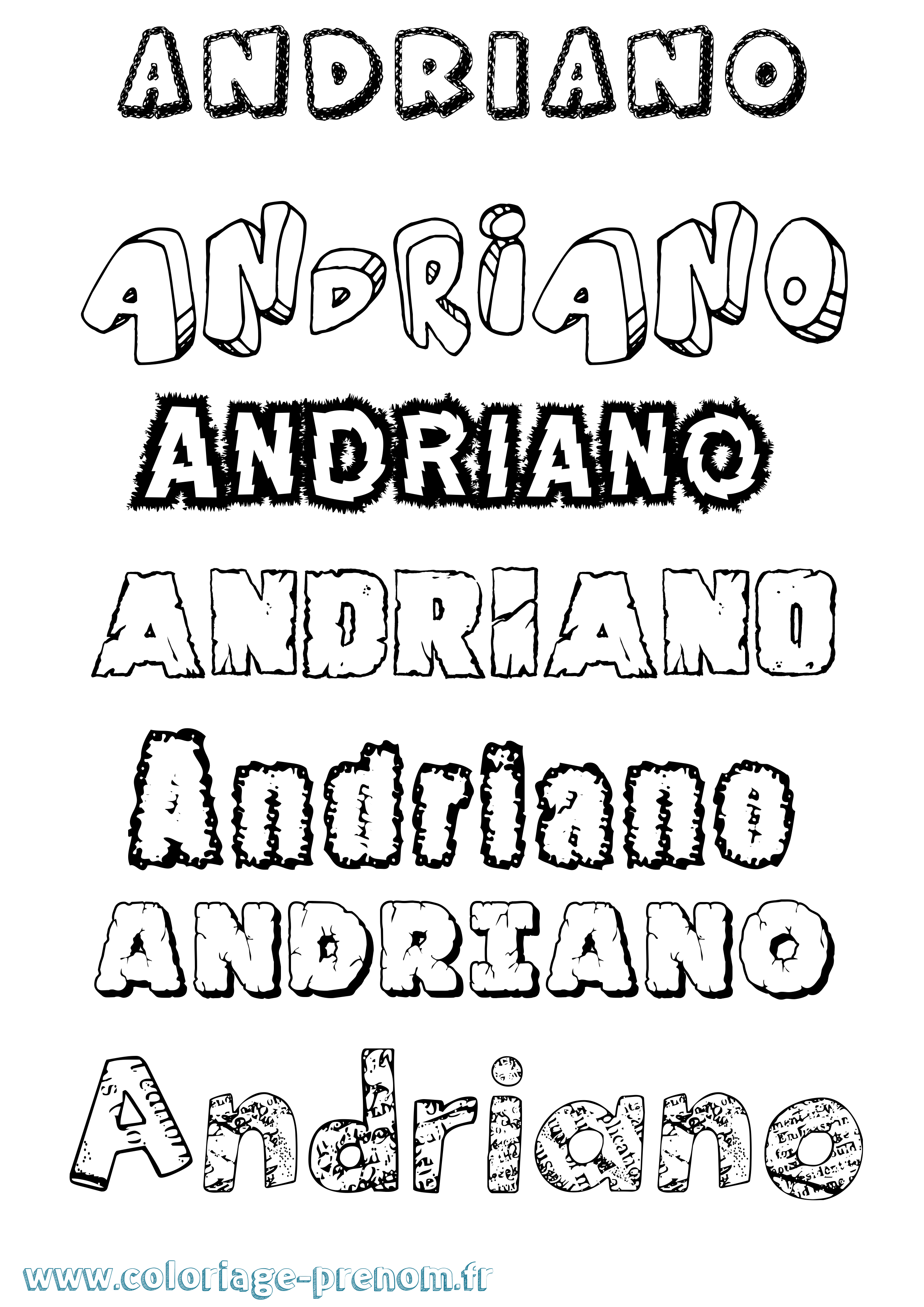 Coloriage prénom Andriano Destructuré