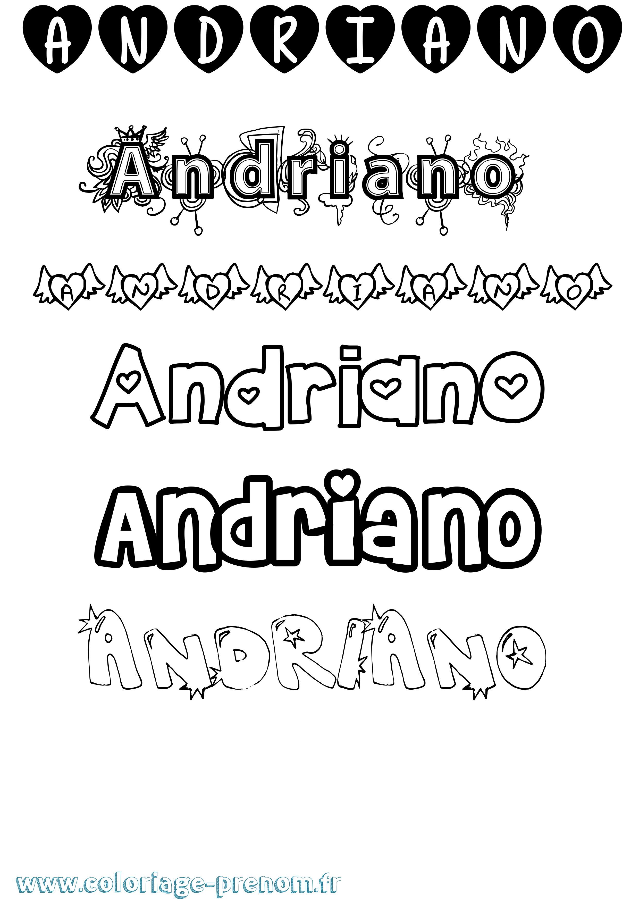Coloriage prénom Andriano Girly
