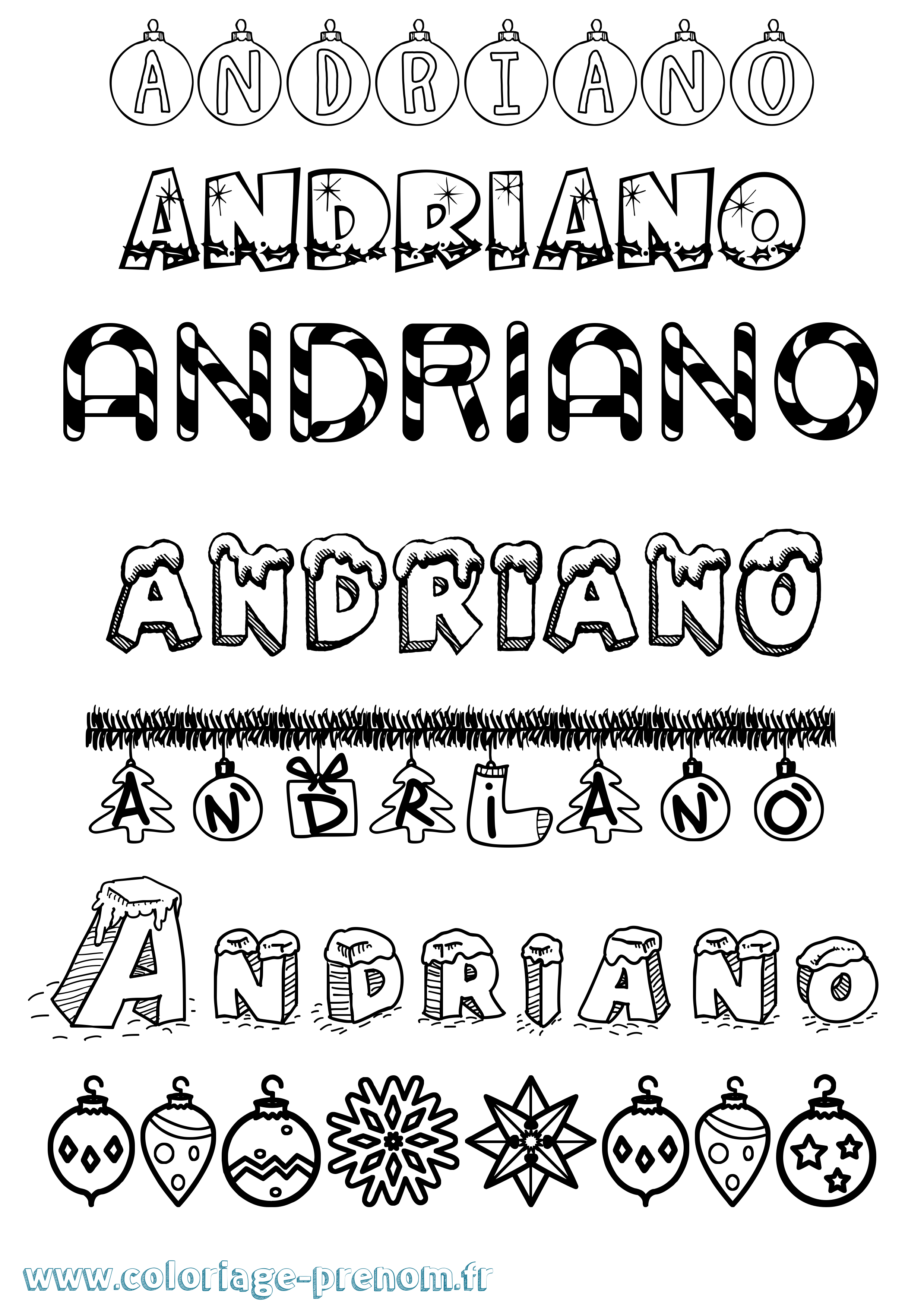 Coloriage prénom Andriano Noël
