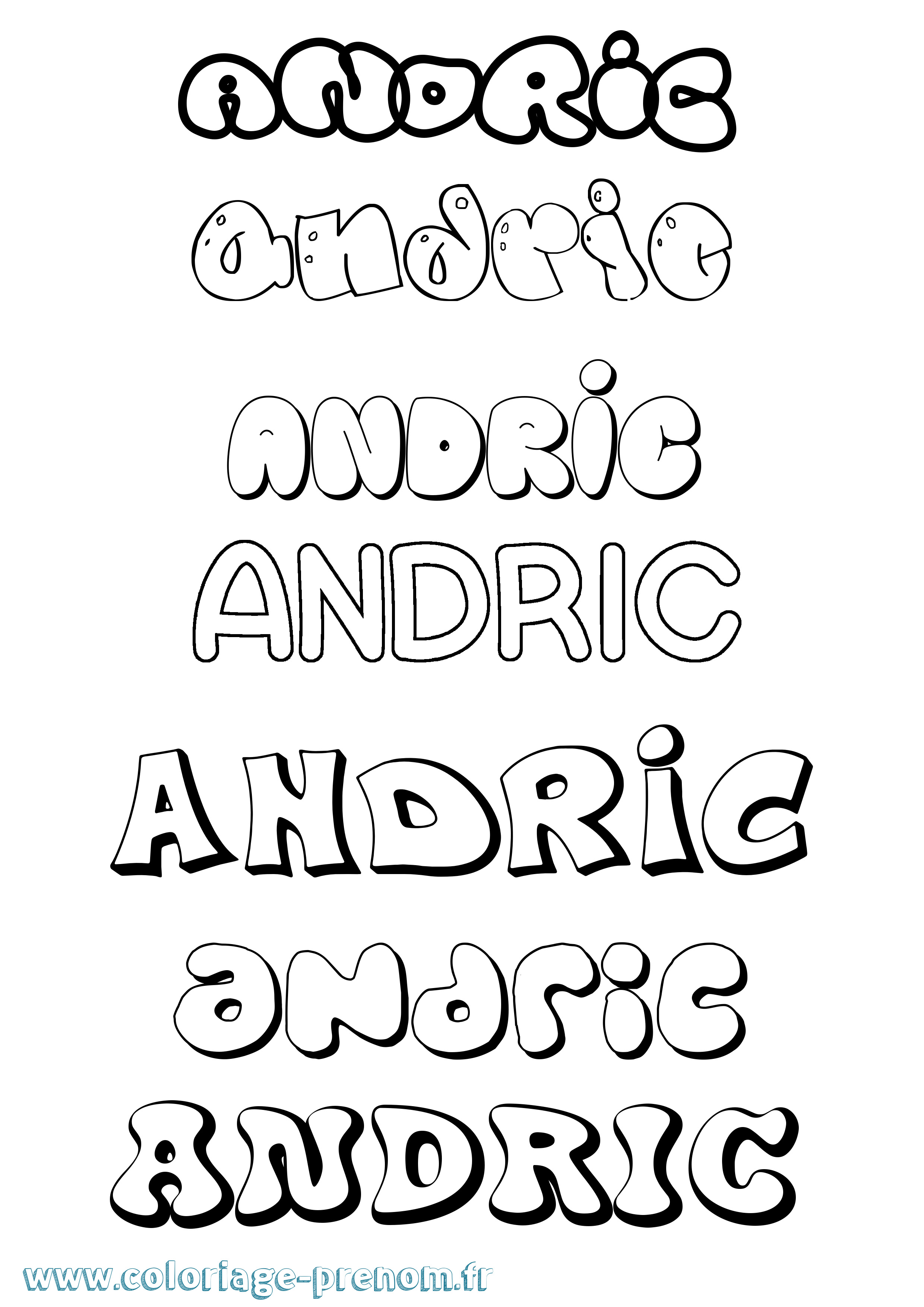 Coloriage prénom Andric Bubble