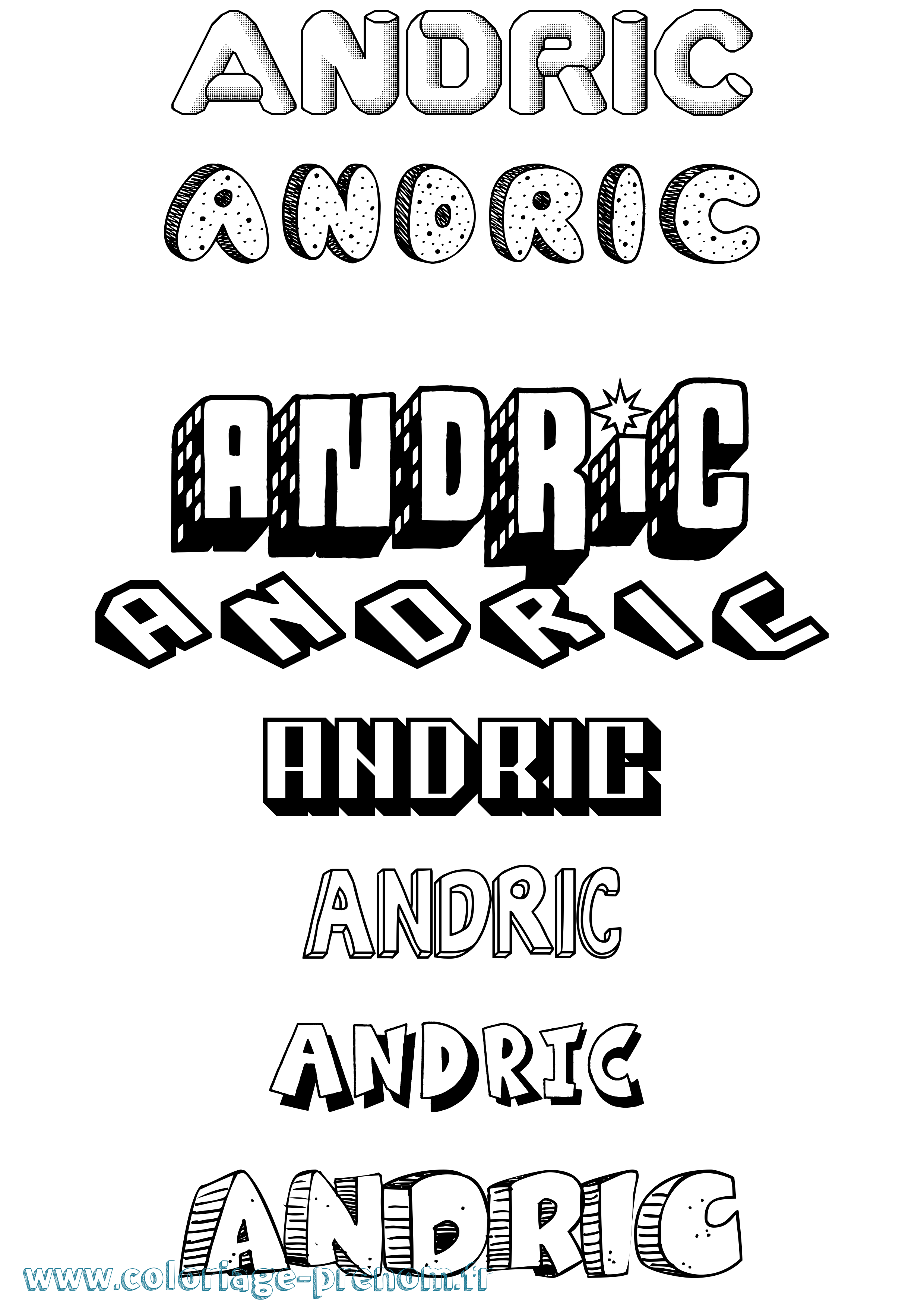 Coloriage prénom Andric Effet 3D