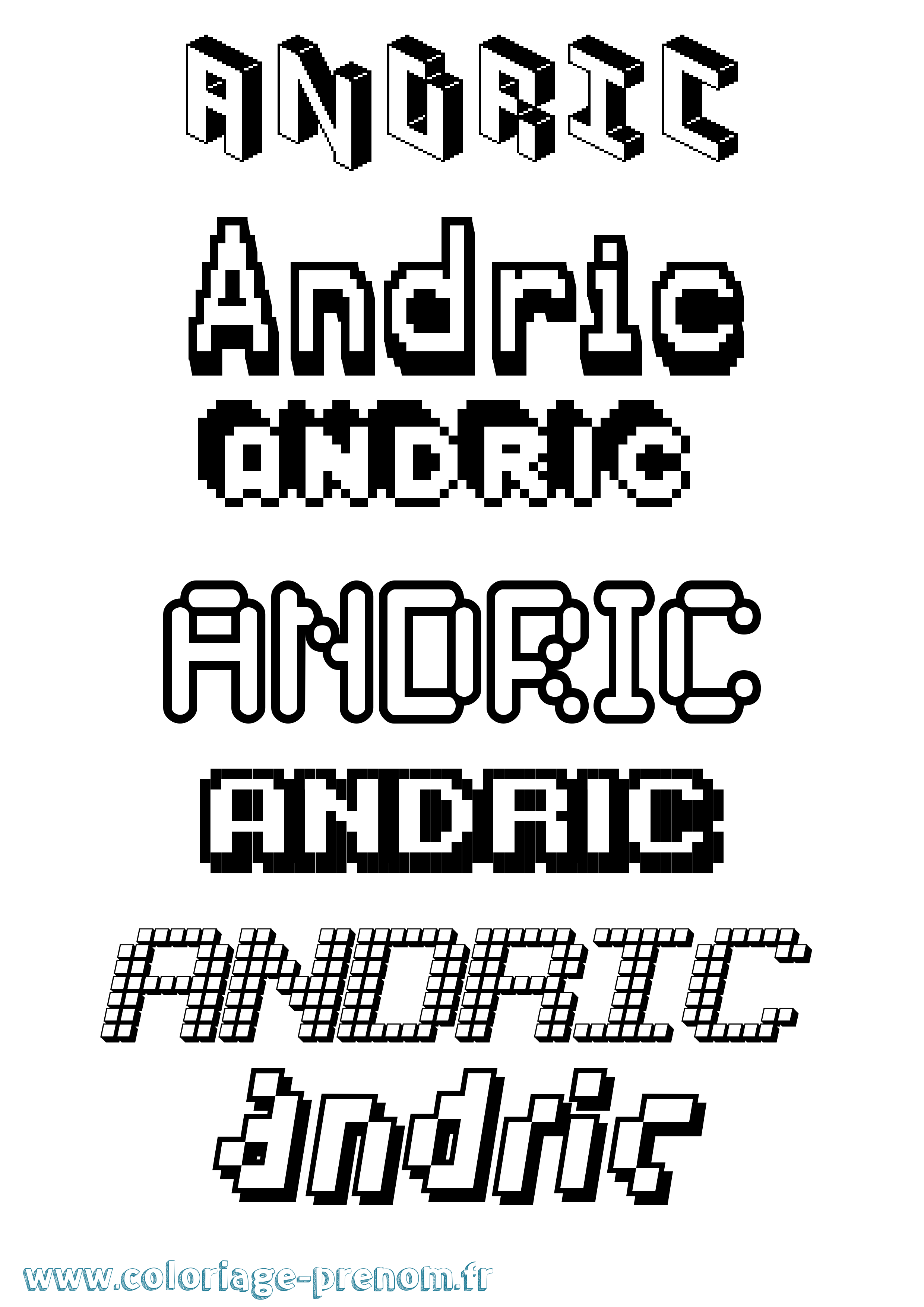 Coloriage prénom Andric Pixel