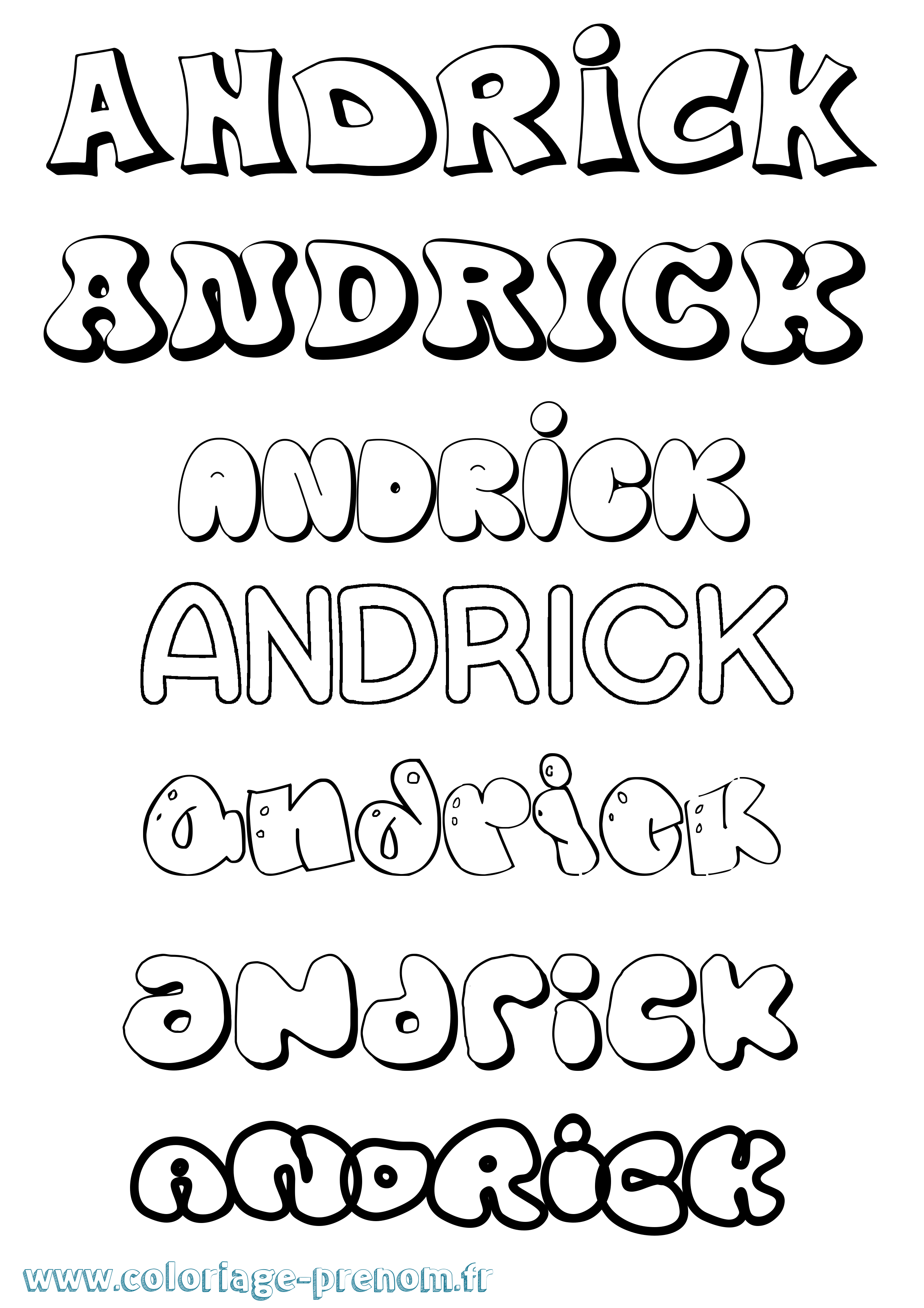 Coloriage prénom Andrick Bubble