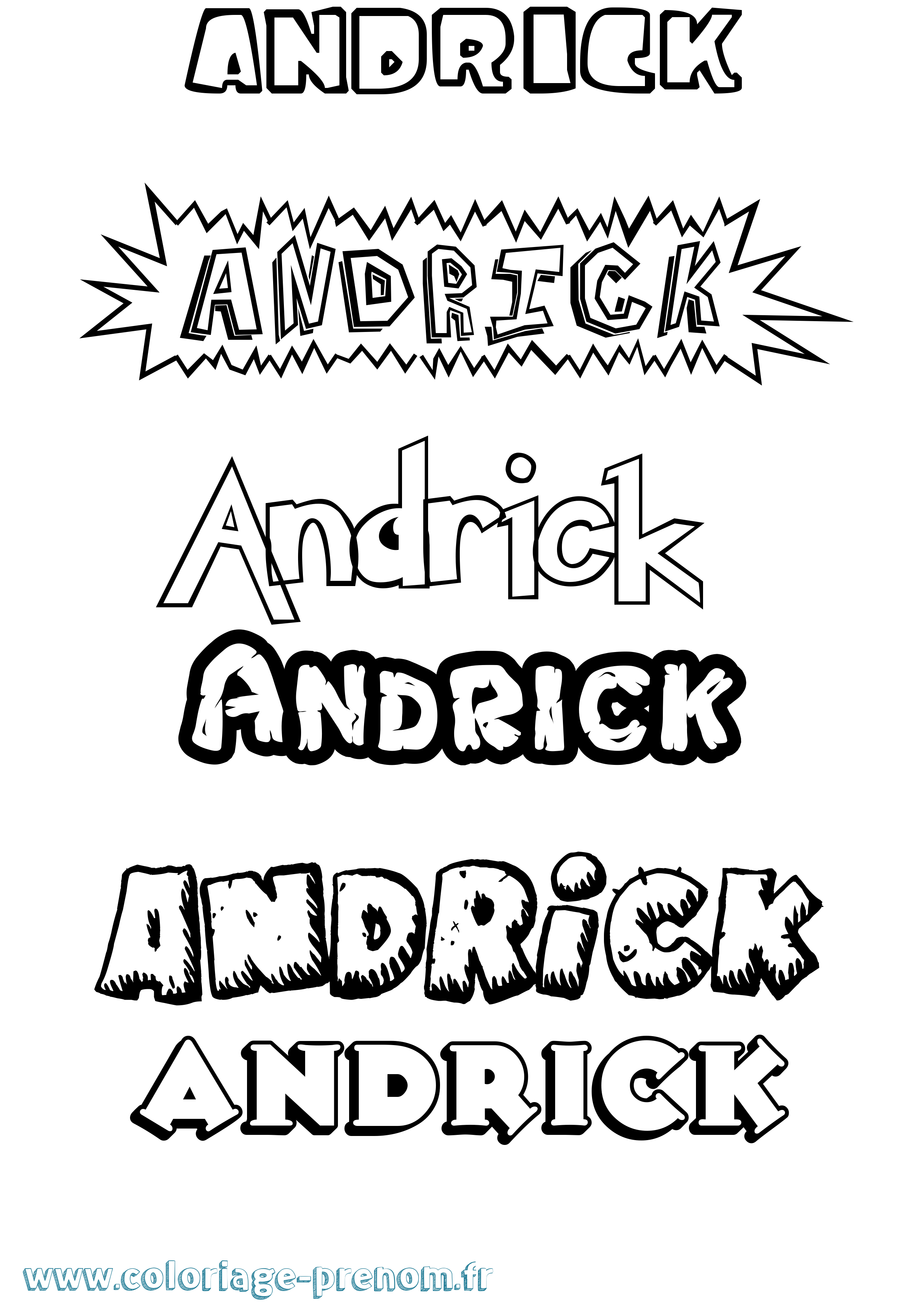 Coloriage prénom Andrick Dessin Animé