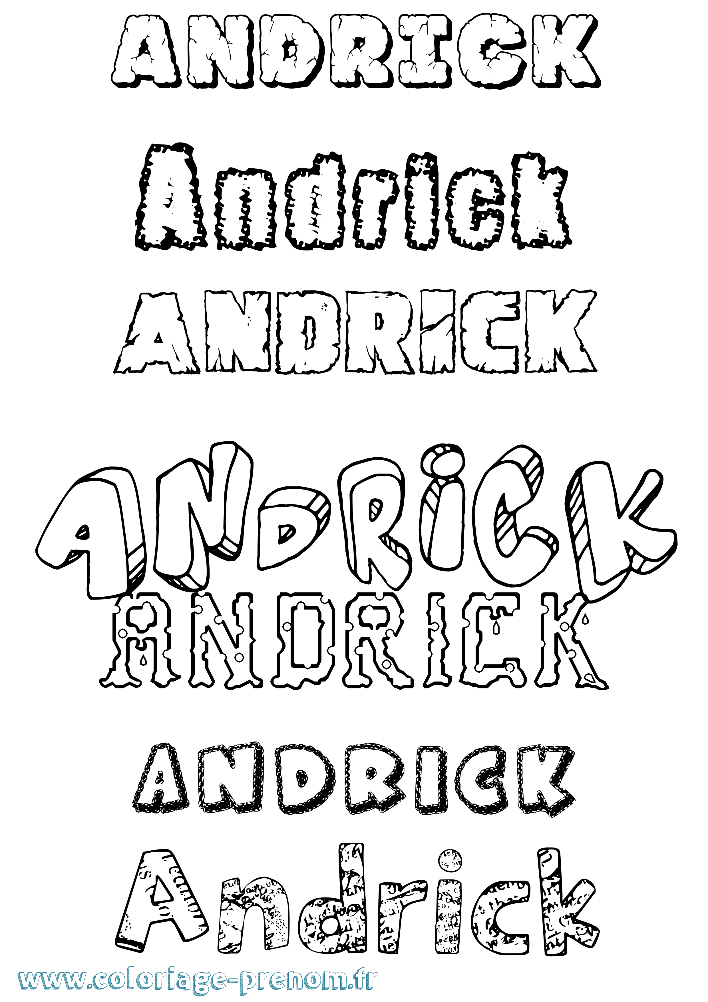 Coloriage prénom Andrick Destructuré