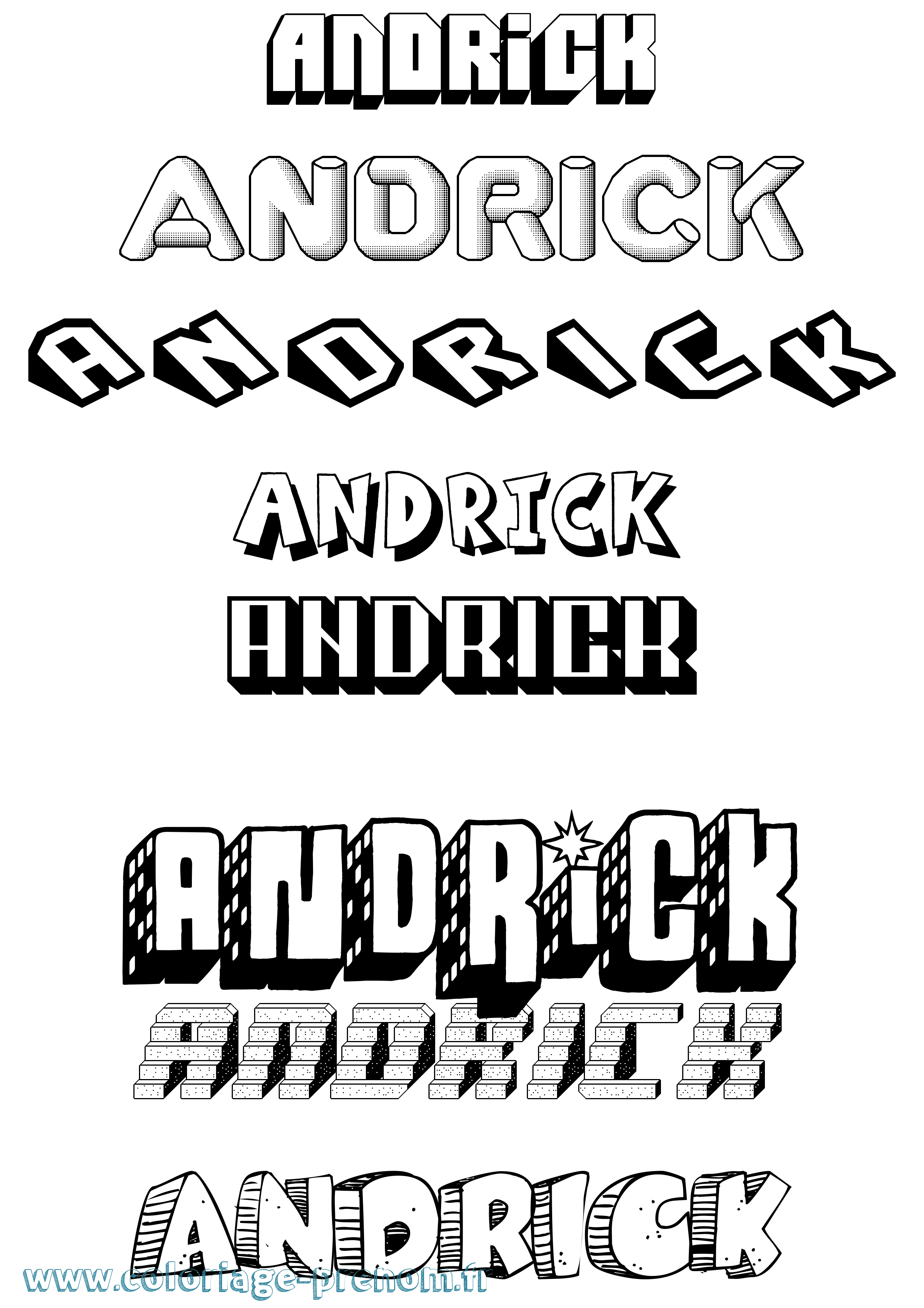 Coloriage prénom Andrick Effet 3D
