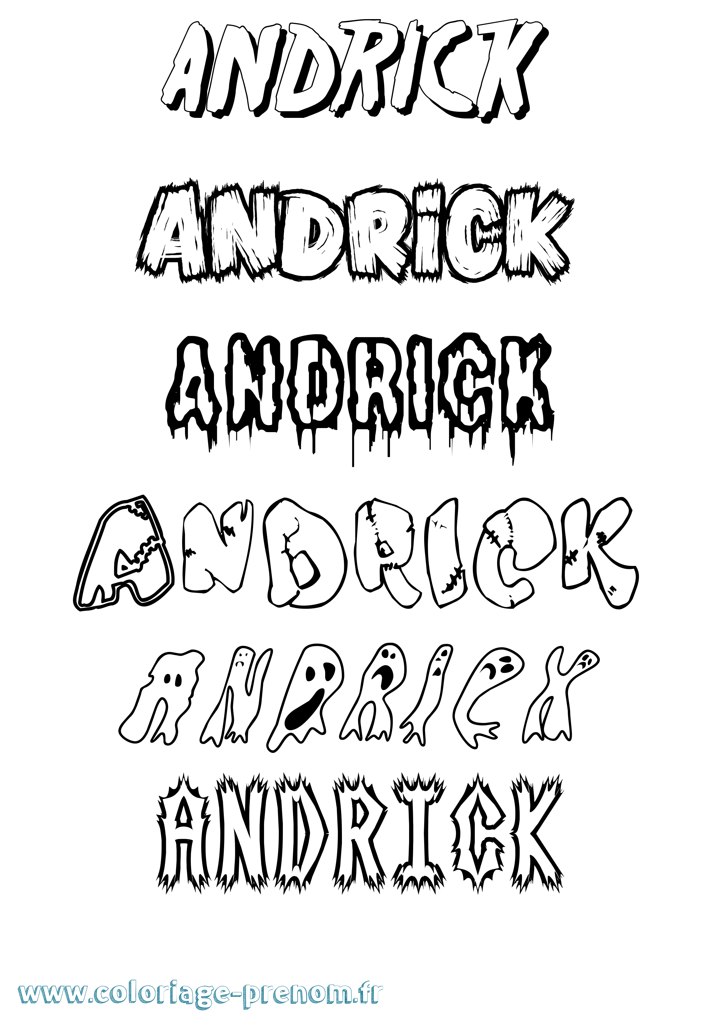 Coloriage prénom Andrick Frisson