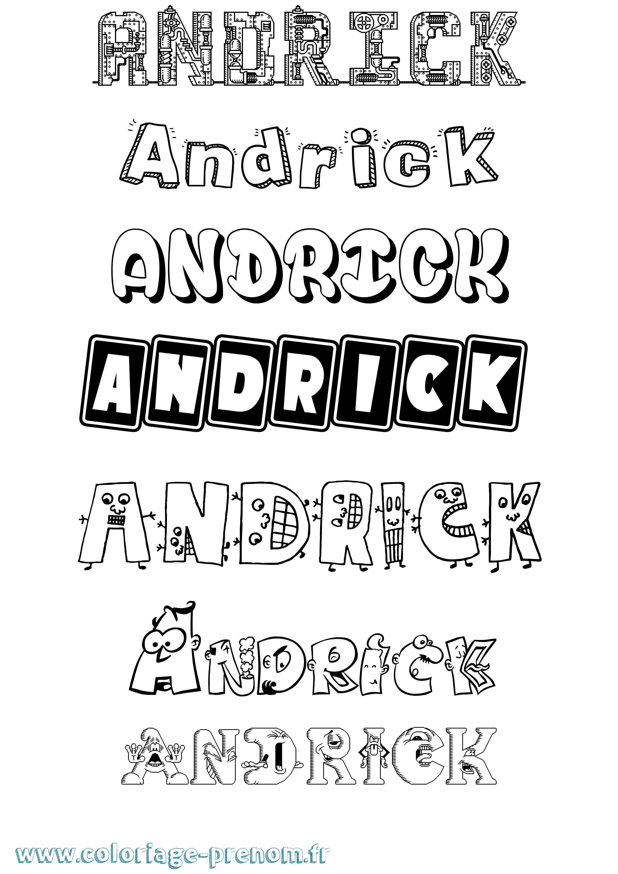 Coloriage prénom Andrick Fun