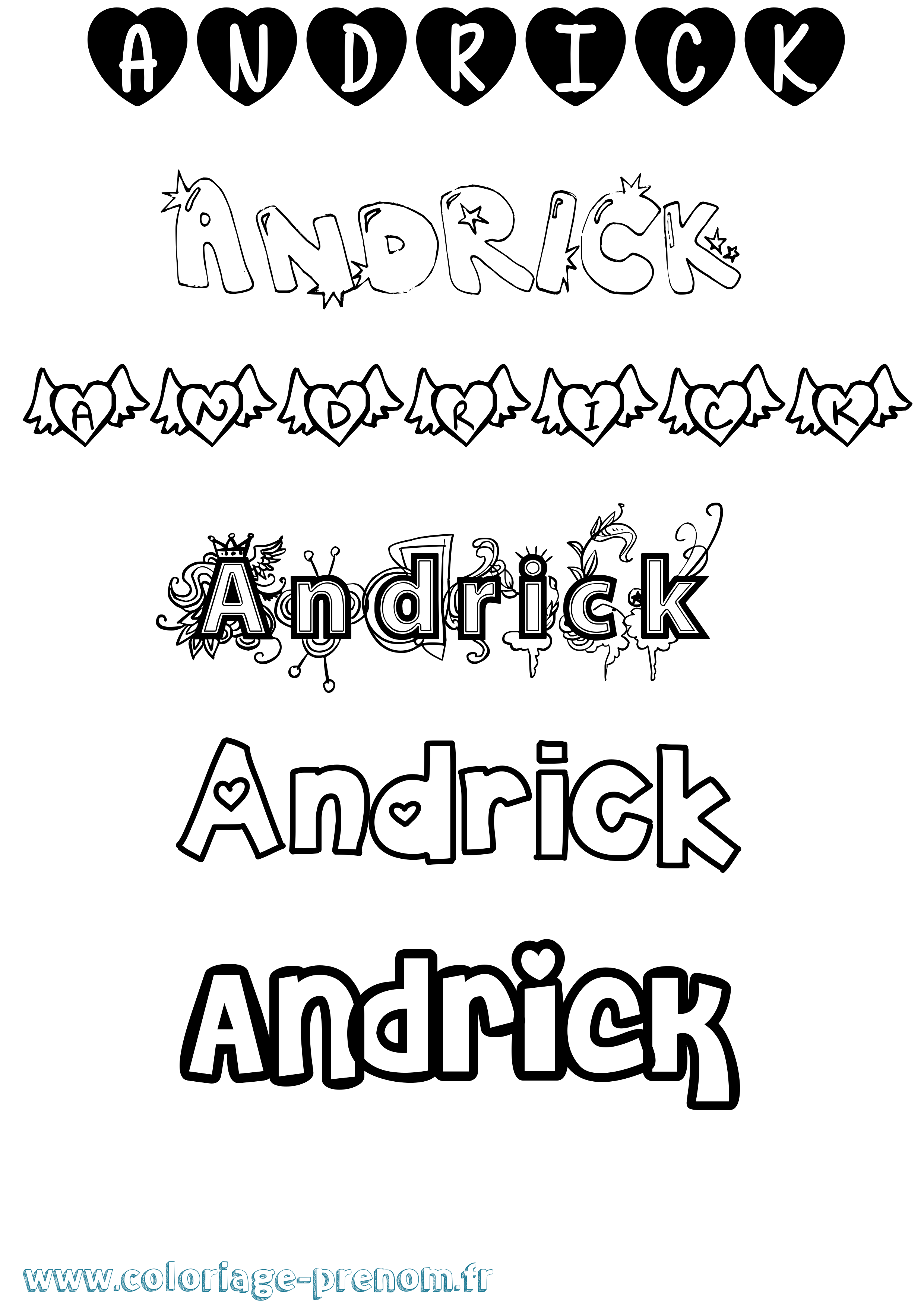 Coloriage prénom Andrick Girly
